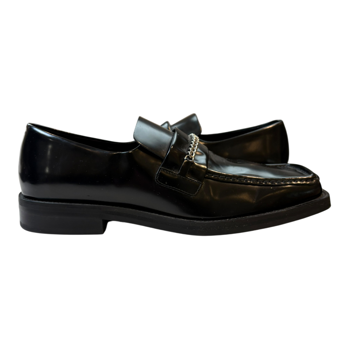 Martine Rose Leather Square Toe Chain Loafers Black (Used)