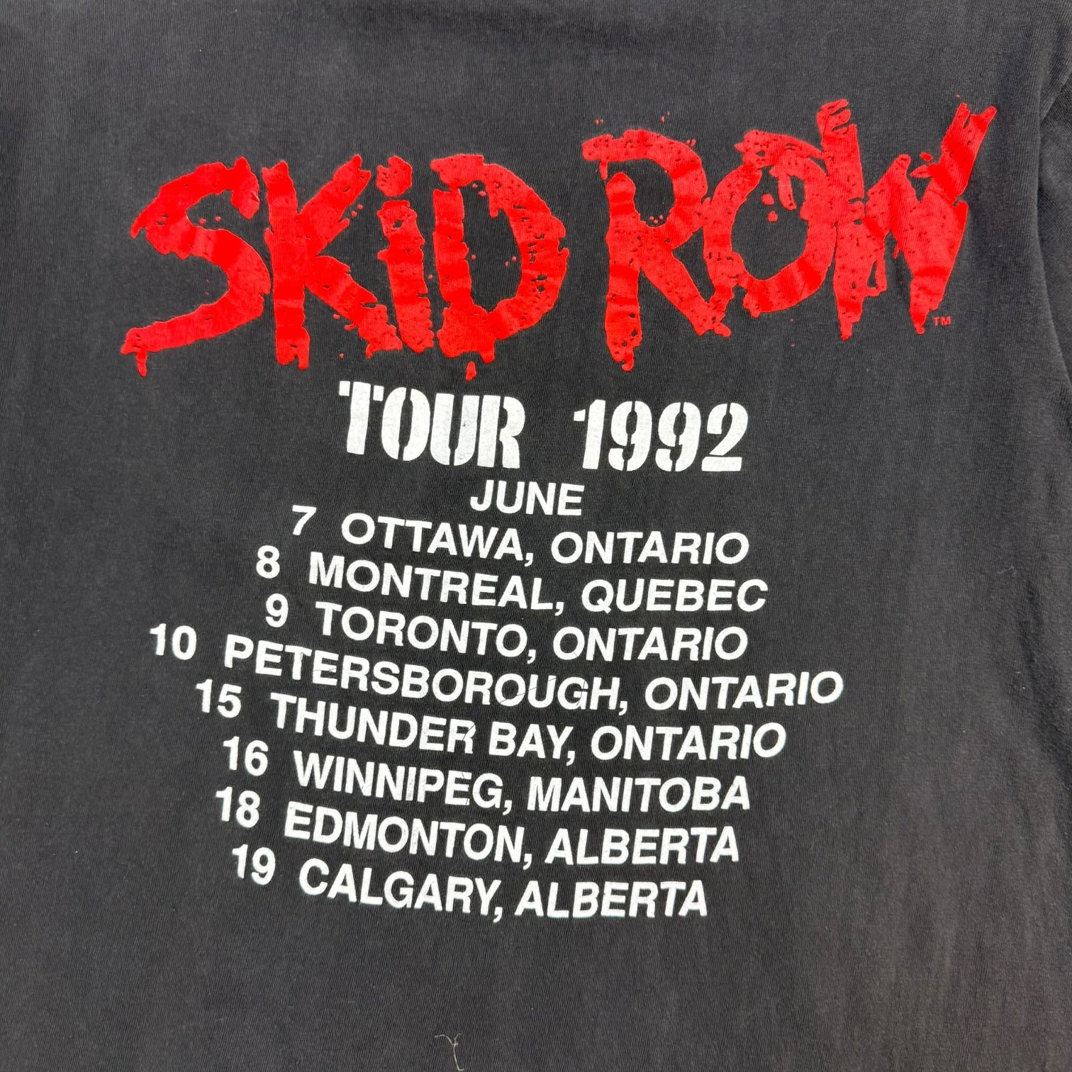1992 Skid Row Scream Canada Tour Tee Black