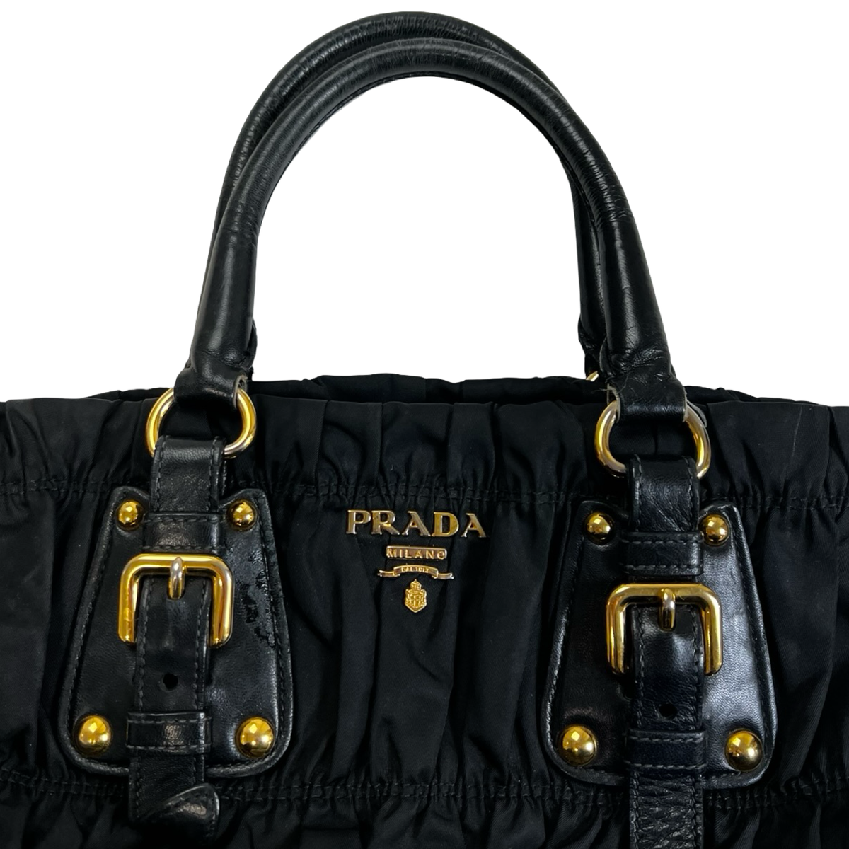 Prada Tessuto Gaufre Nylon Satchel Tote Black