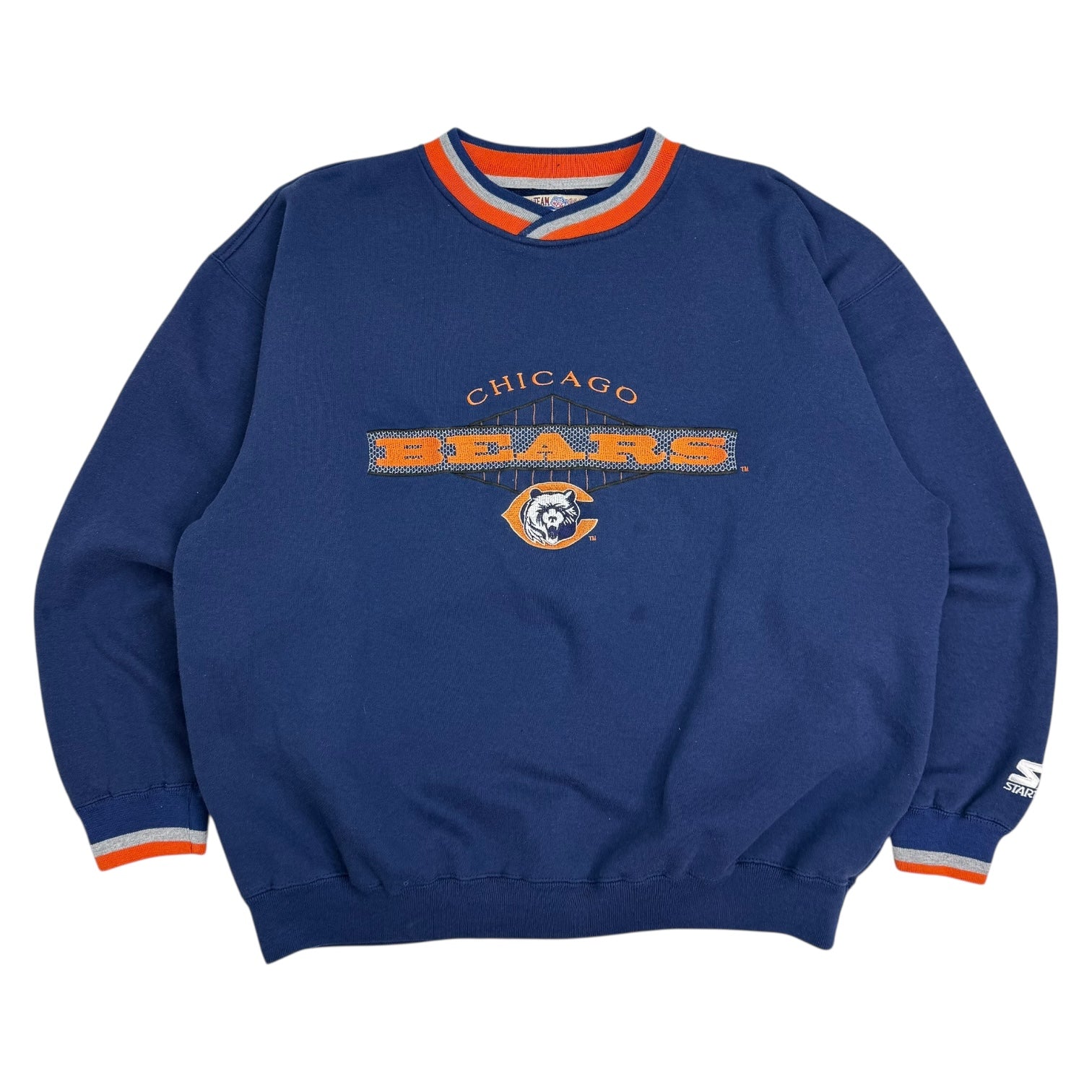 Vintage Starter Chicago Bears Crewneck Navy Blue/Orange
