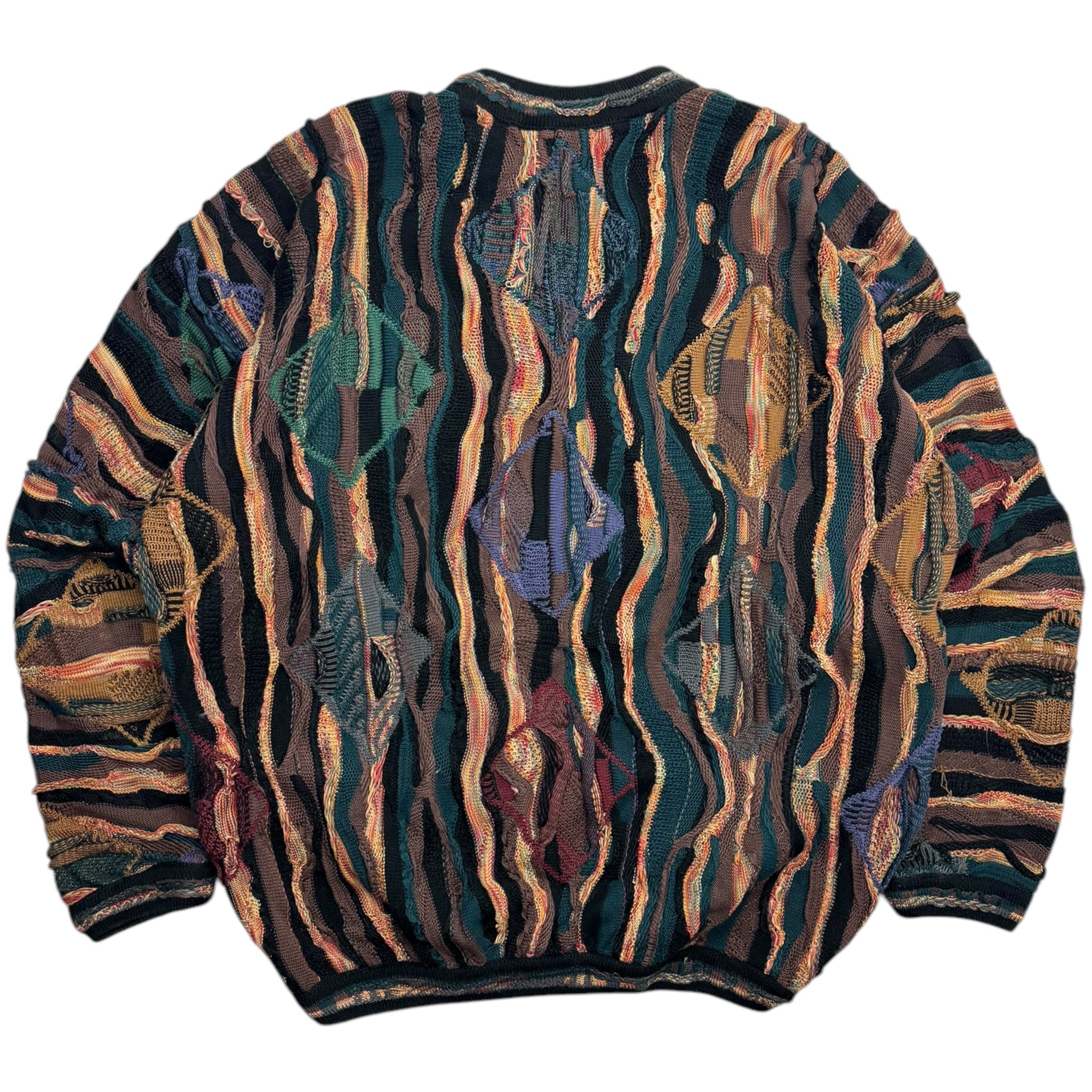 Vintage Tundra 3D Vertical Diamond Knit Sweater