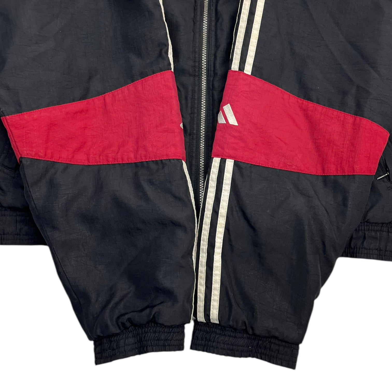 Vintage Adidas Black/Crimson Quilted Jacket