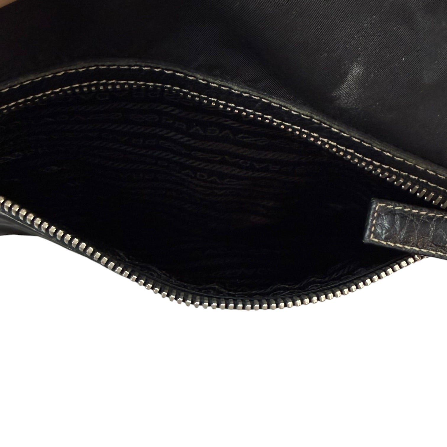 Prada Enameled Metal Trinagle Logo Nylon Messenger Bag Black