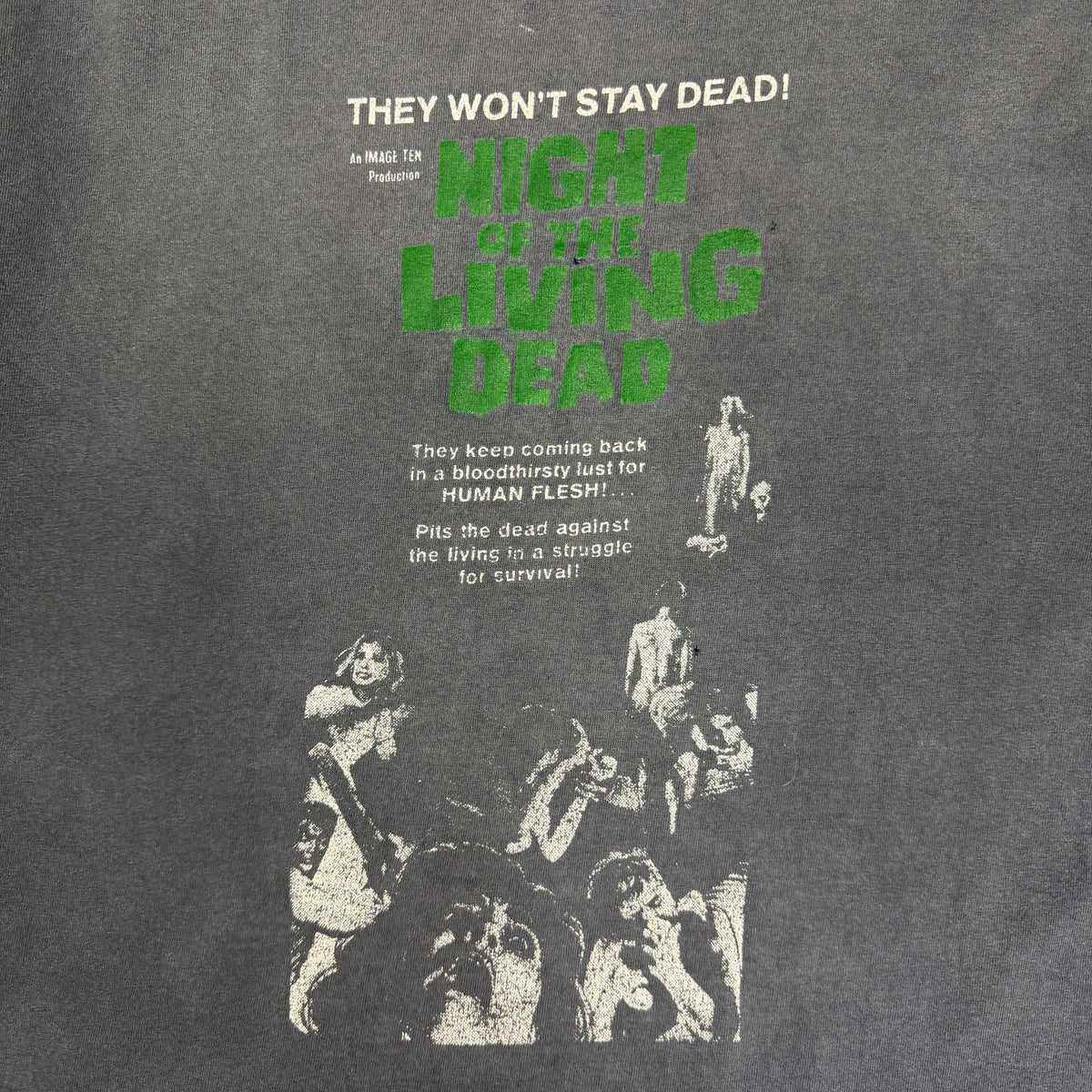 Vintage 90s Night Of The Living Dead Tee Faded Grey