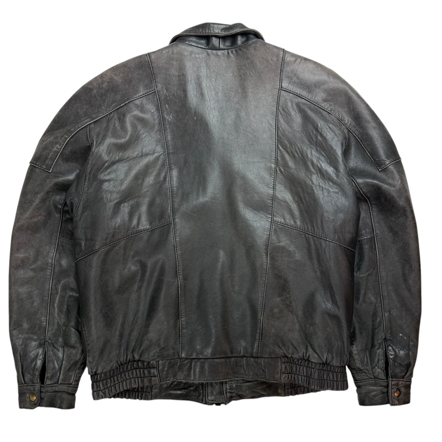 Vintage Philippe Monet Leather Bomber Jacket Black