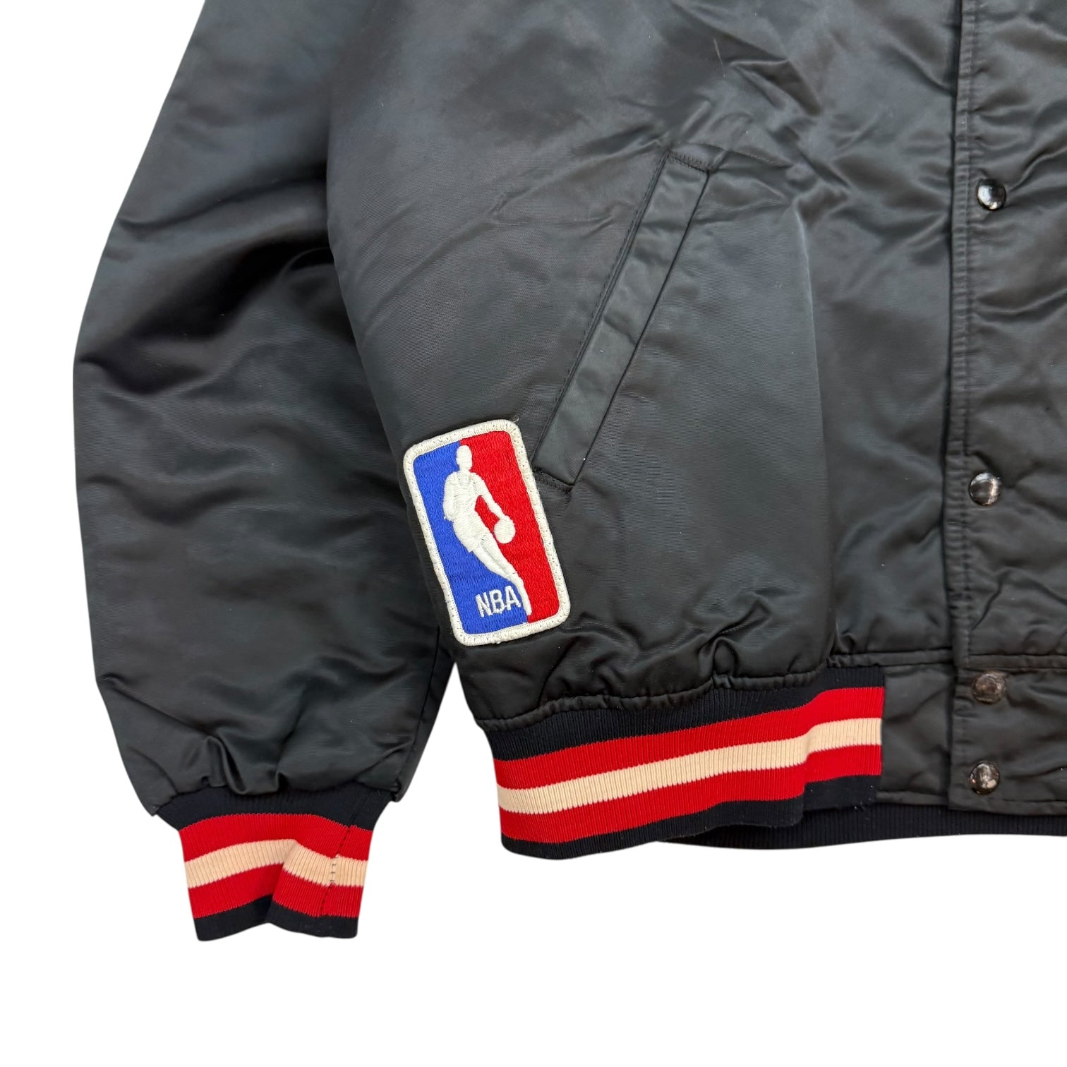 Vintage Starter Chicago Bulls Satin Bomber Jacket Black