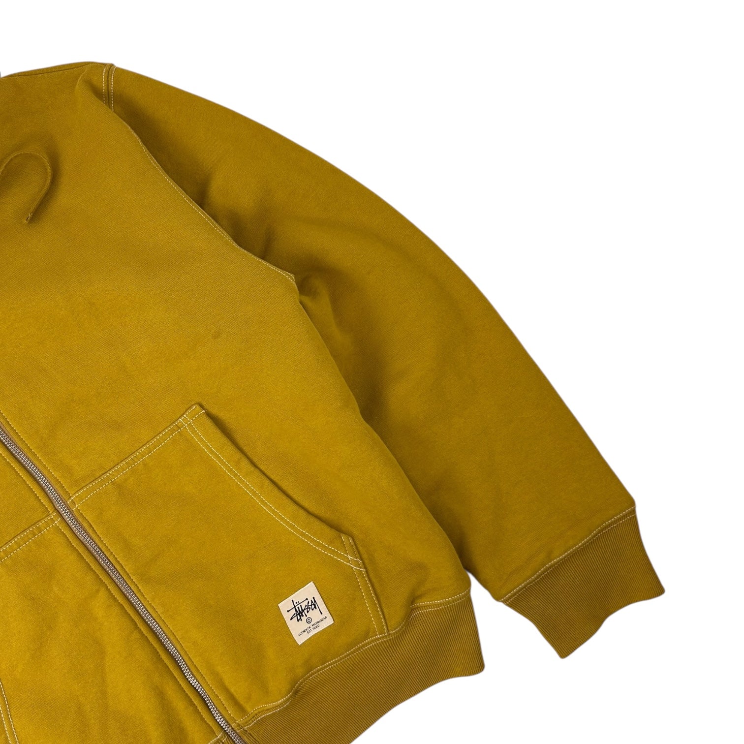 Stussy Double Face Label Zip Up Hoodie Mustard