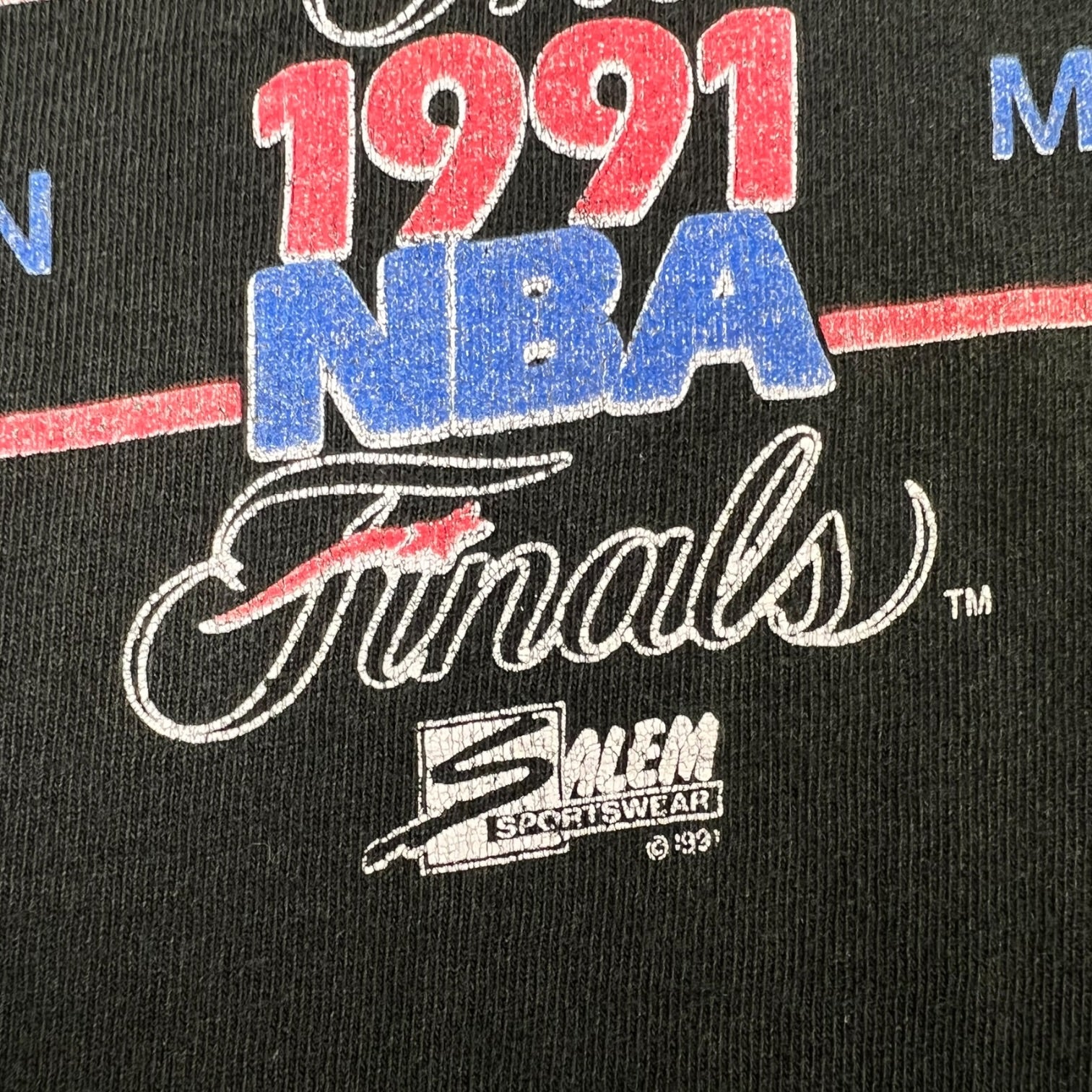 Vintage 1991 NBA Finals Salem Sportswear t-shirt featuring Michael Jordan and Magic Johnson