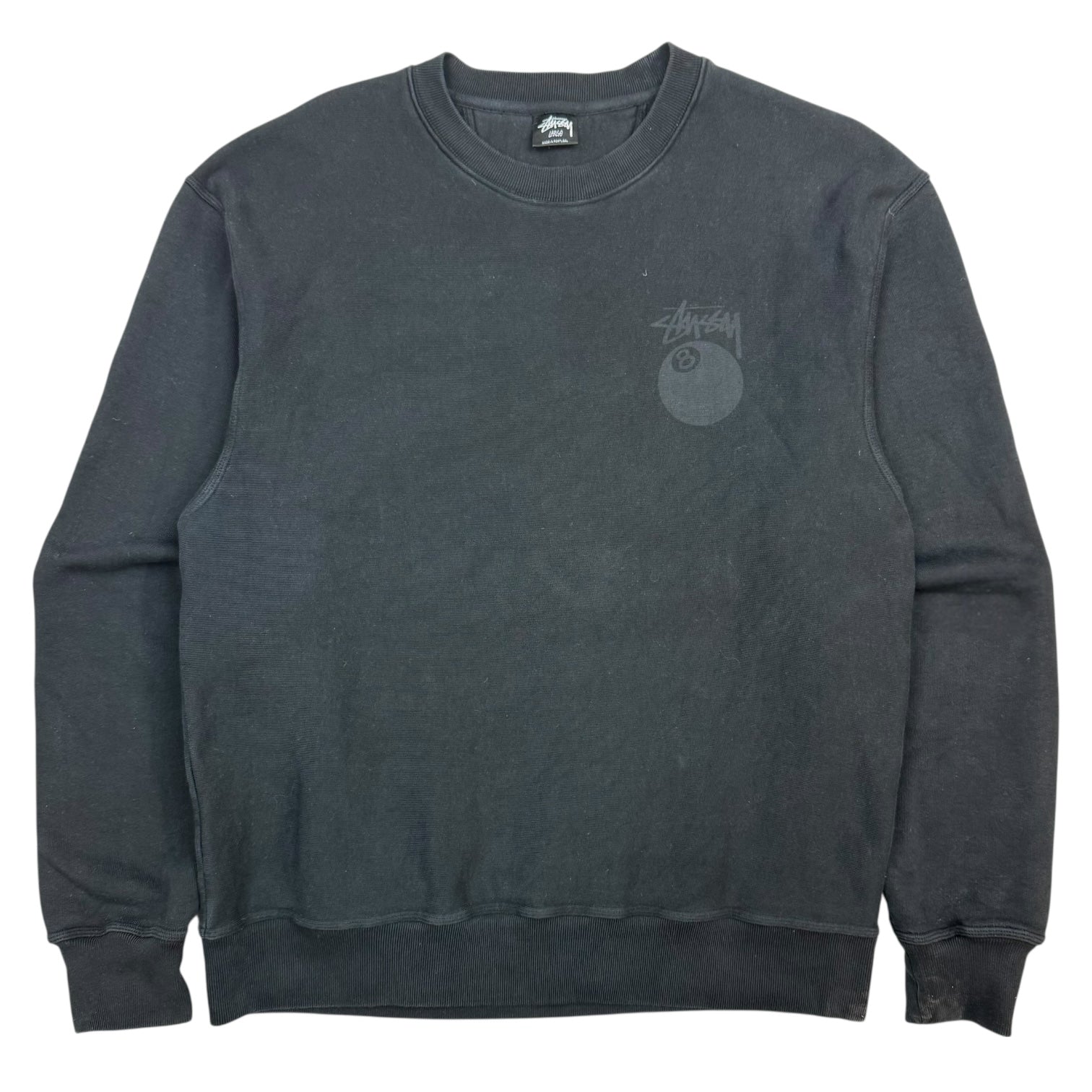 Stussy 8 Ball Pigment Dyed Crewneck Black