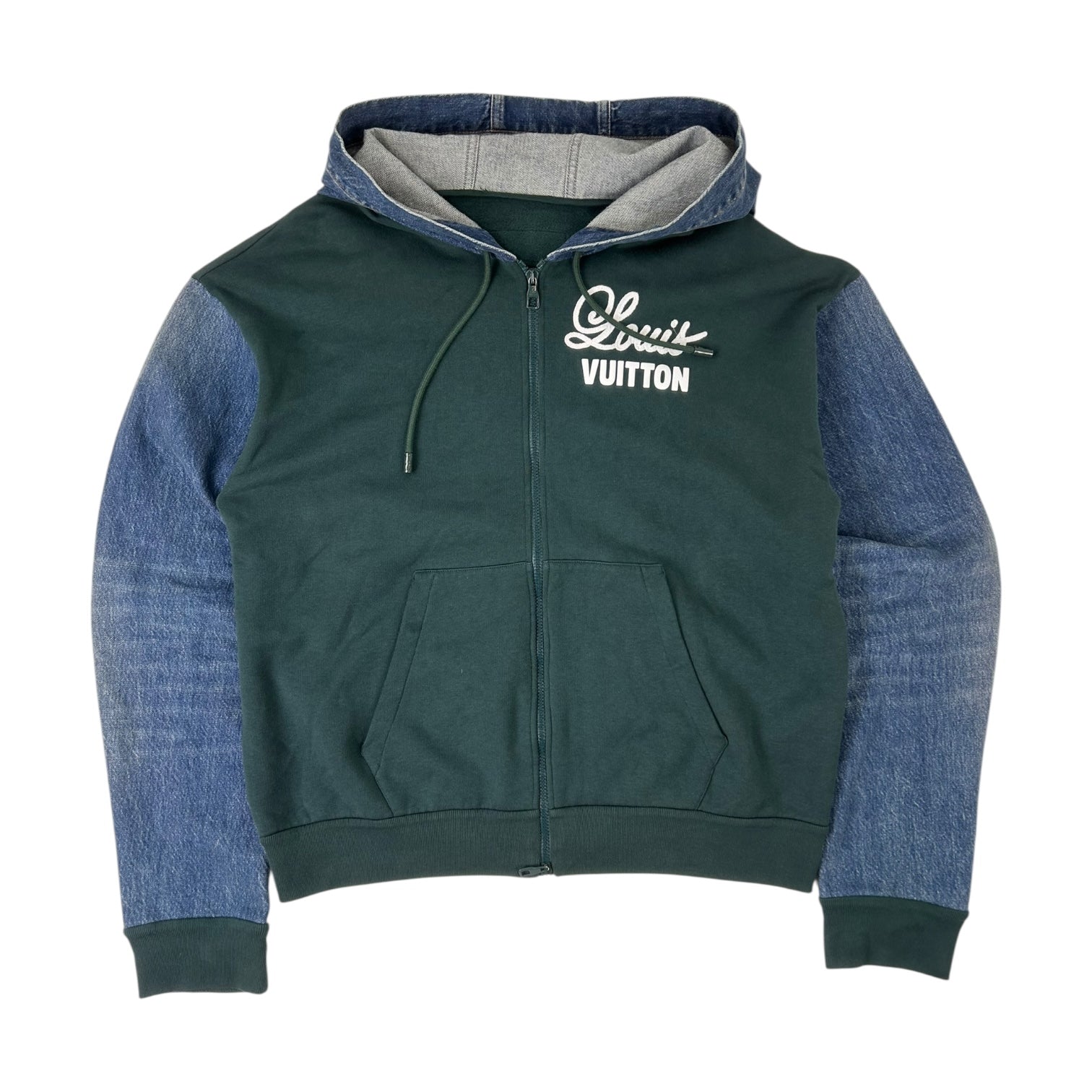 Louis Vuitton Denim Panel Hooded Jacket Green/Blue