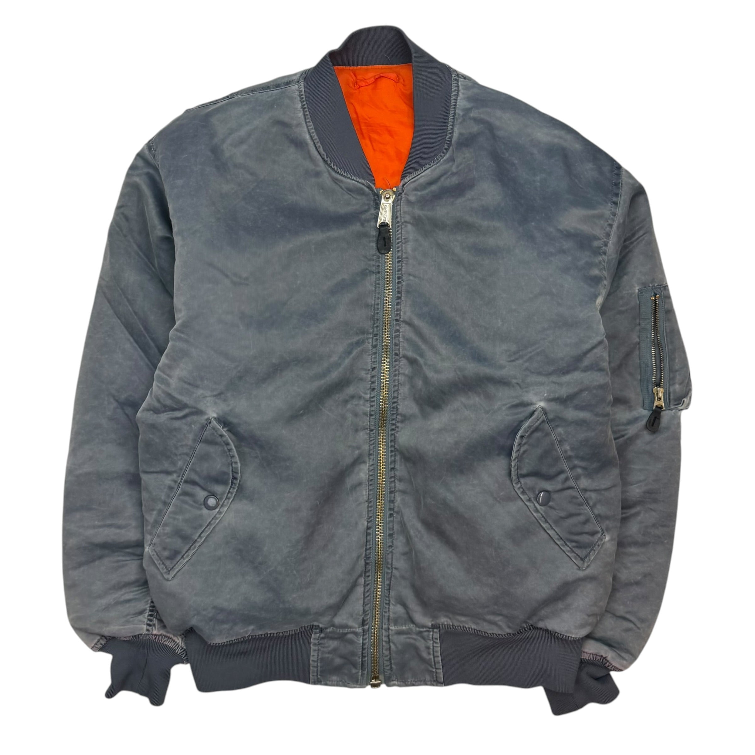 Vintage Alpha Industries MA-1 Bomber Jacket Satin Washed Blue
