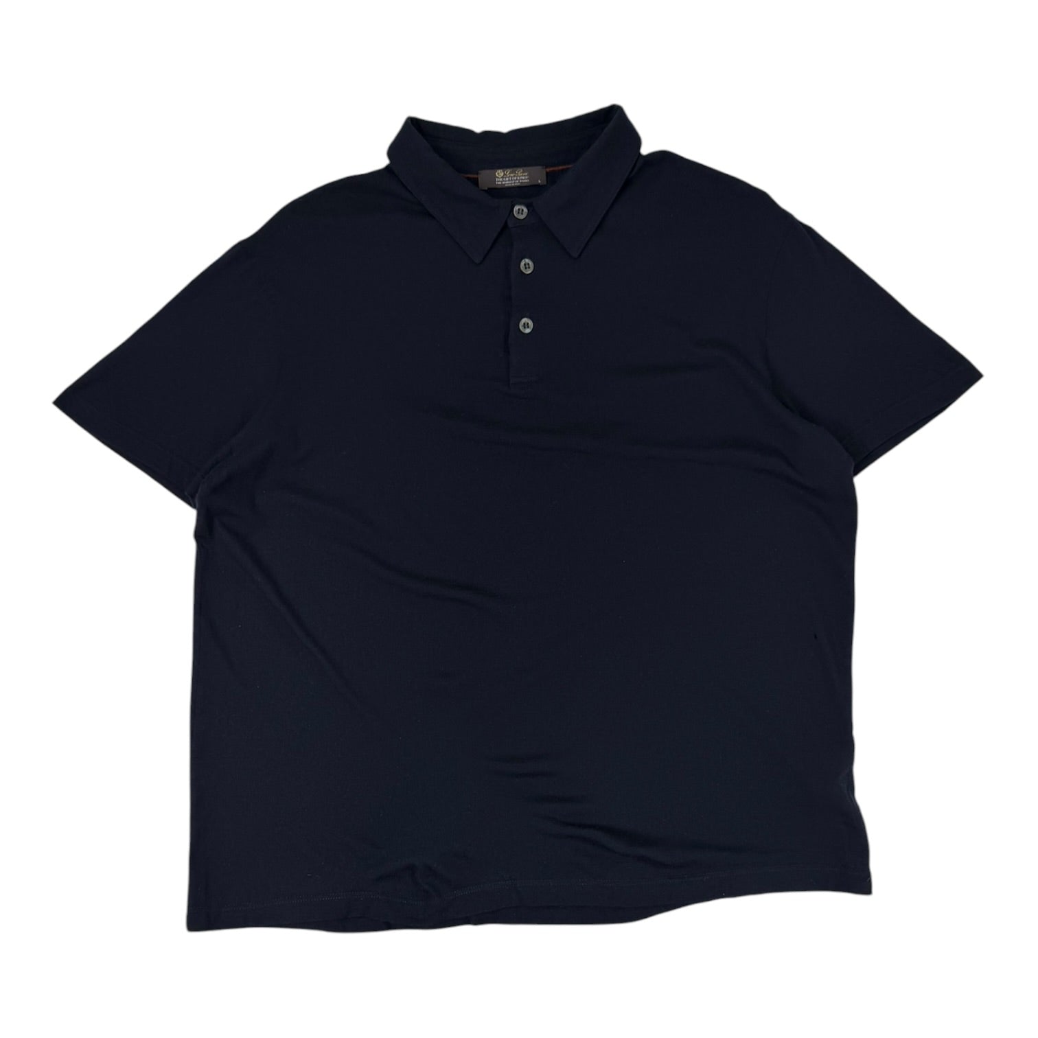 Loro Piana Cashmere Silk Polo Shirt Navy