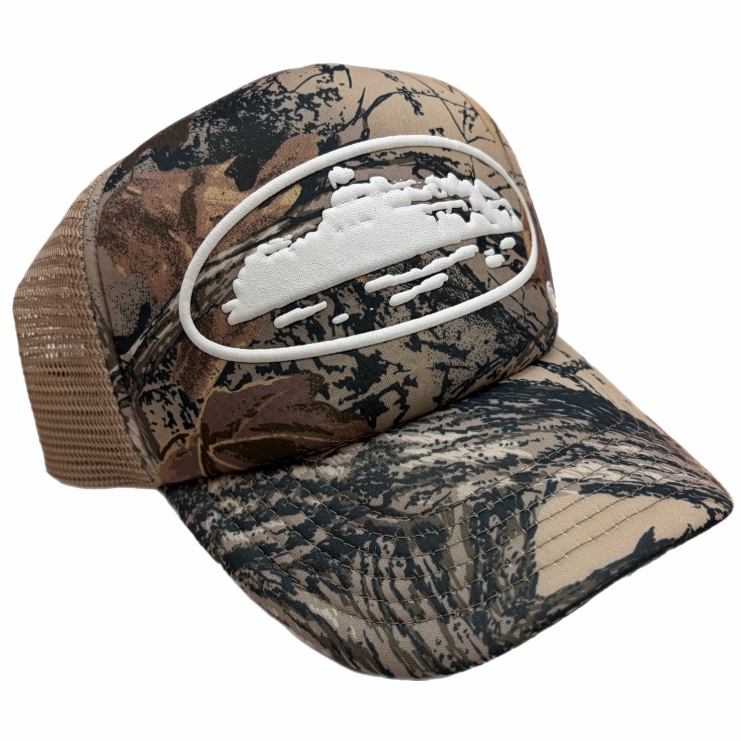 Corteiz Island Puff Print Trucker Hat Forest Camo