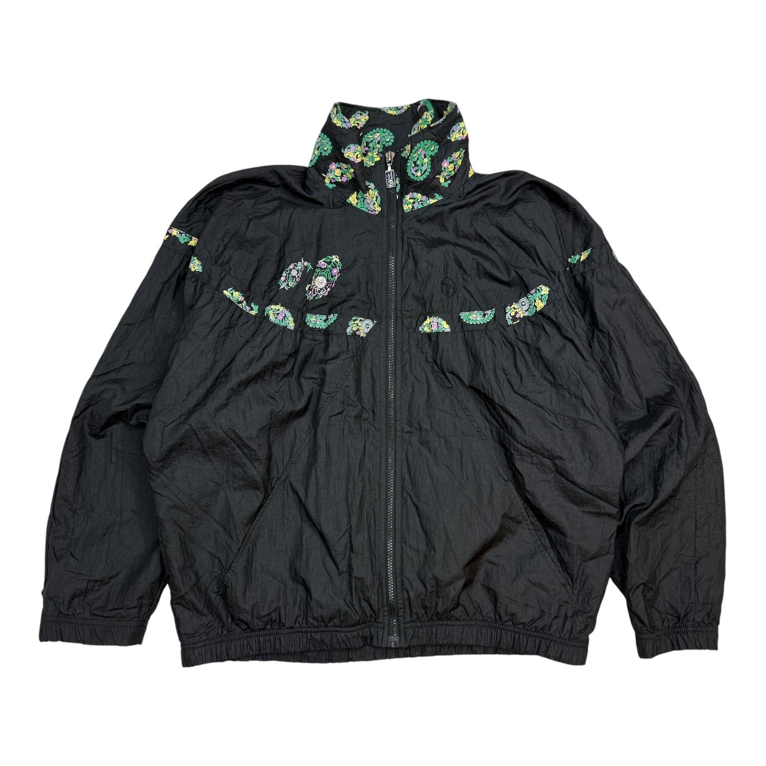 Vintage Sergio Tacchini Floral Windbreaker Black/