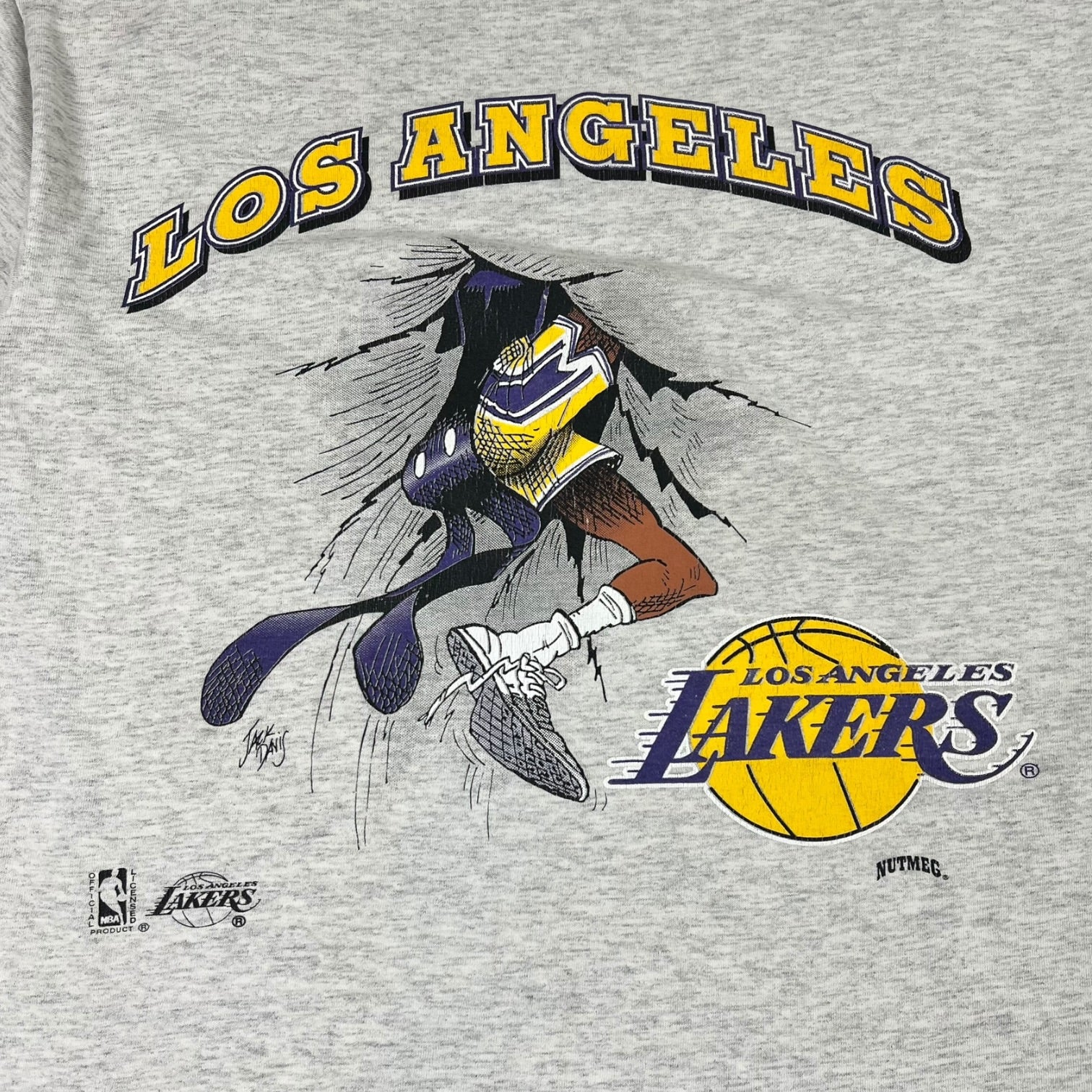 Vintage Nutmeg Mills NBA Los Angeles Lakers Caricature Graphic T-Shirt