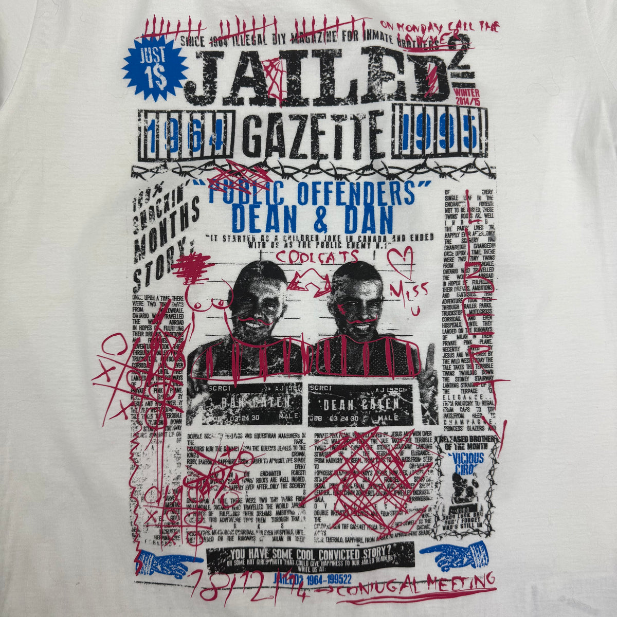 (W) DSquared2 Jailed Gazette Mugshot Tee White