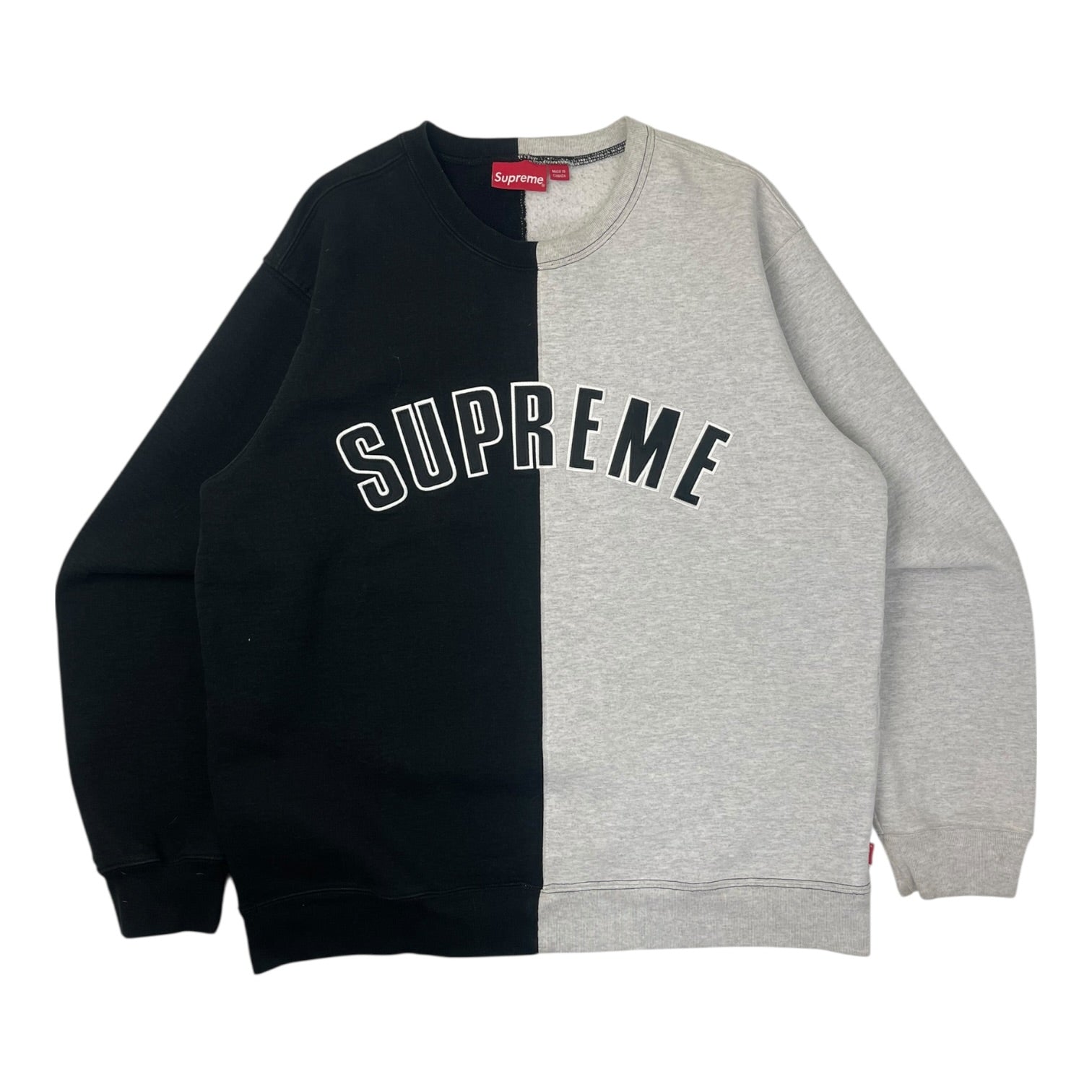 Supreme Split Arc Logo Crewneck Black/Grey