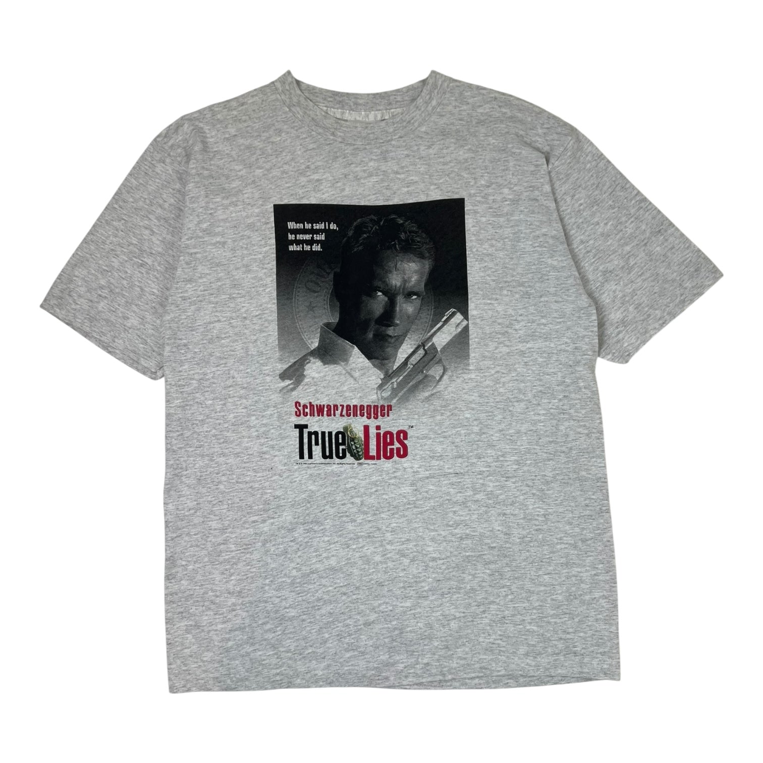 Vintage True Lies Arnold Schwarzenegger T-Shirt Grey