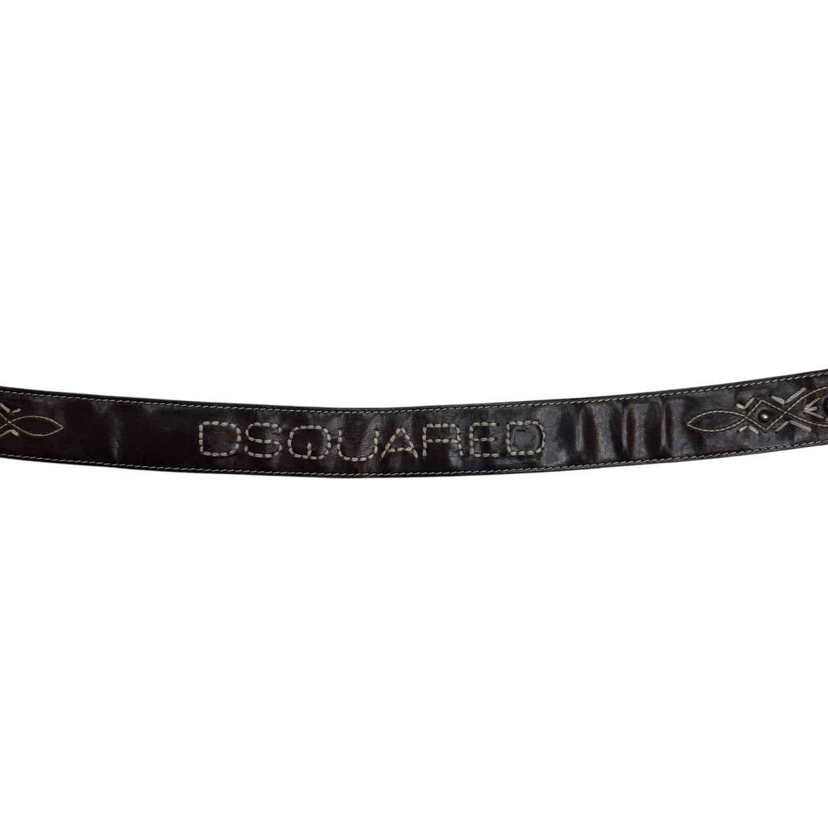 Vintage DSquared2 Stitch Detail Leather Belt Brown