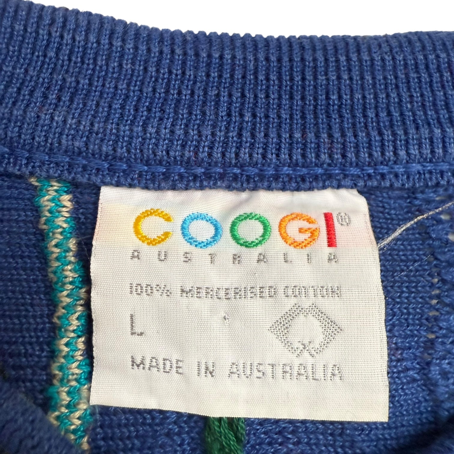 Vintage Coogi Australia Cable Knit Sweater Blue/Multicolour