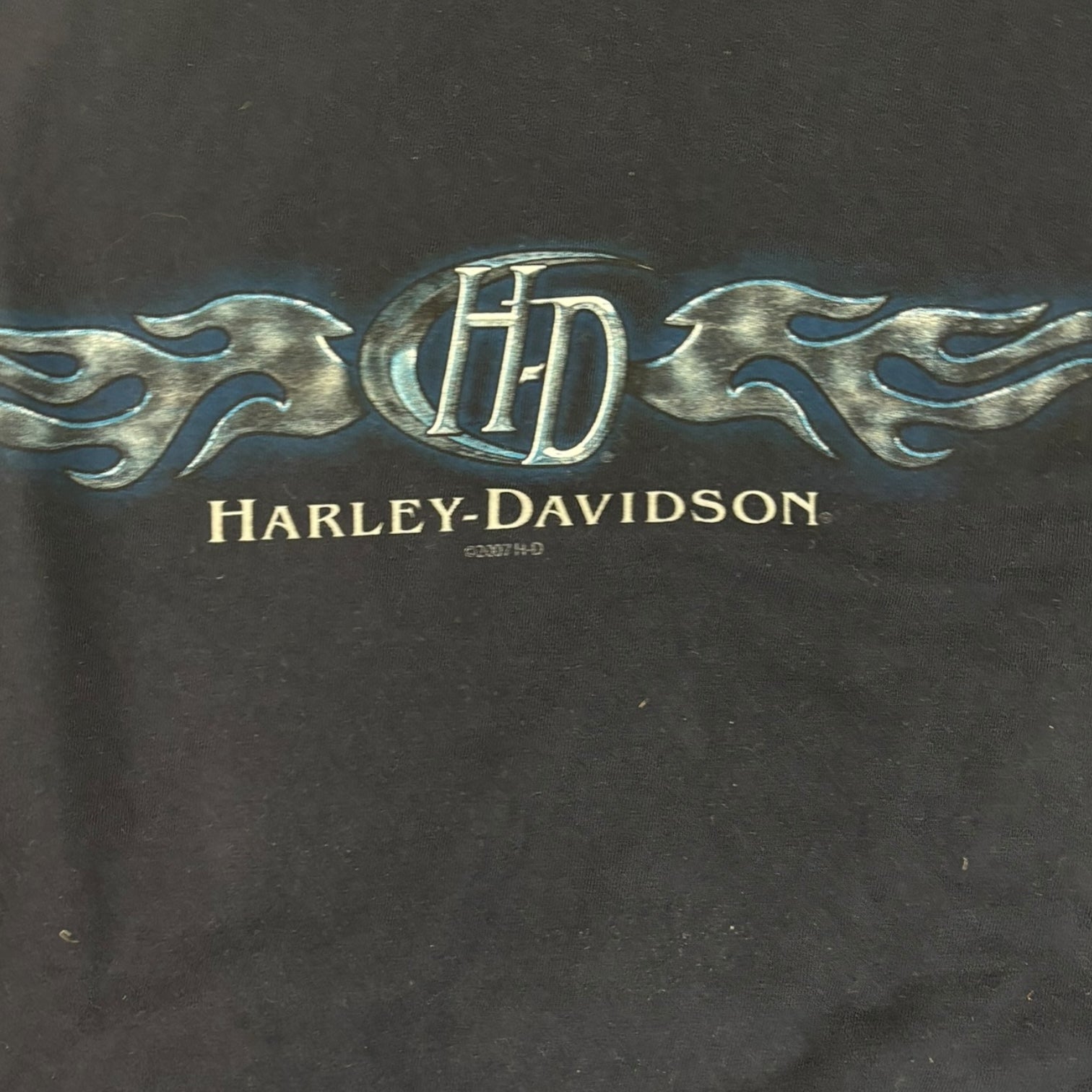 Vintage 2007 Harley Davidson Red Deer Alberta Oil Well L/S T-Shirt Navy