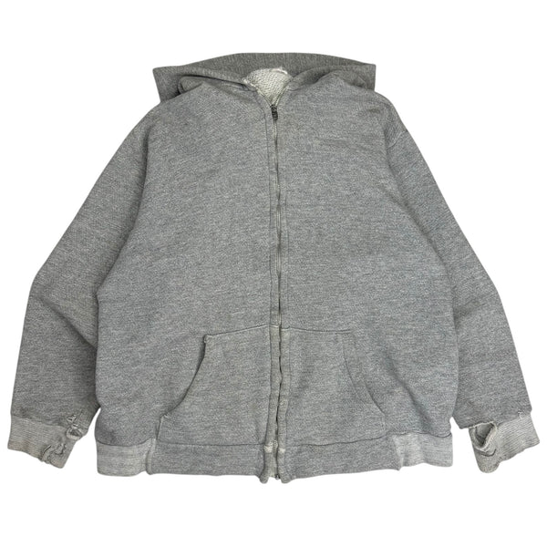 Vintage 70s Thrashed Zip Up Hoodie Heather Grey