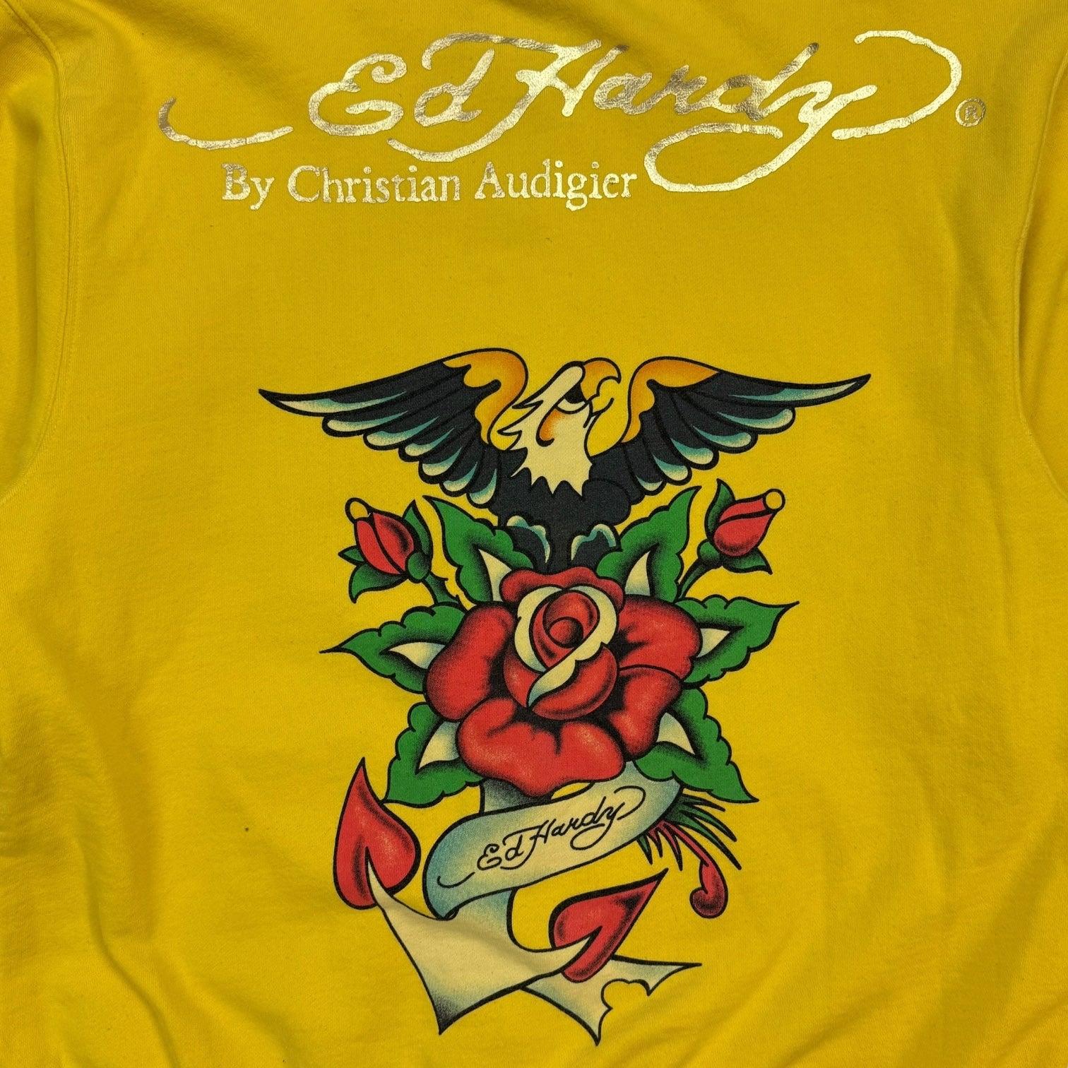Vintage Y2K Ed Hardy By Christian Audigier Zip Up Hoodie Yellow