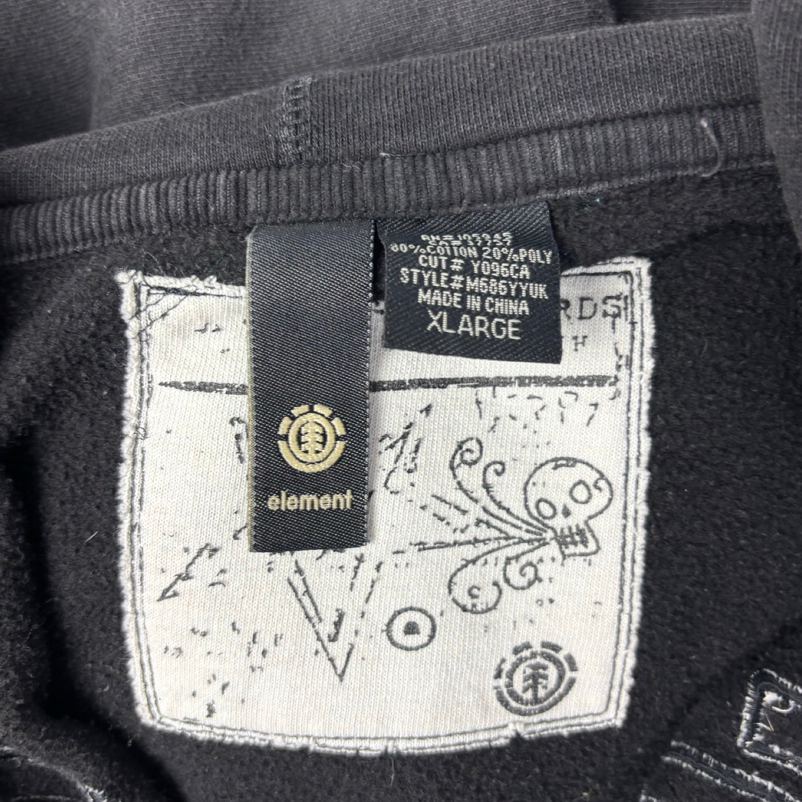 Y2K Element Skateboards Full-Zip Hoodie Black