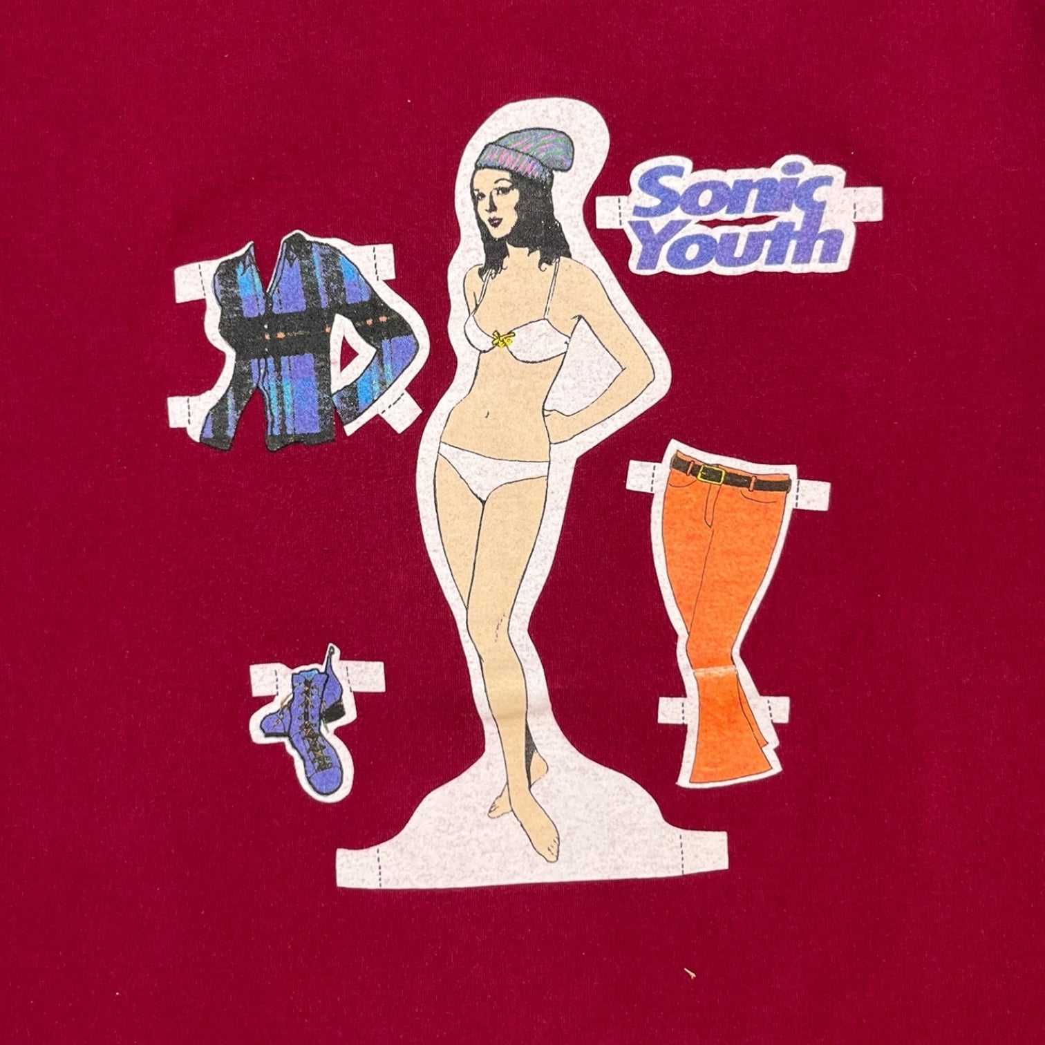 Vintage Sonic Youth Paper Doll Tee Burgundy