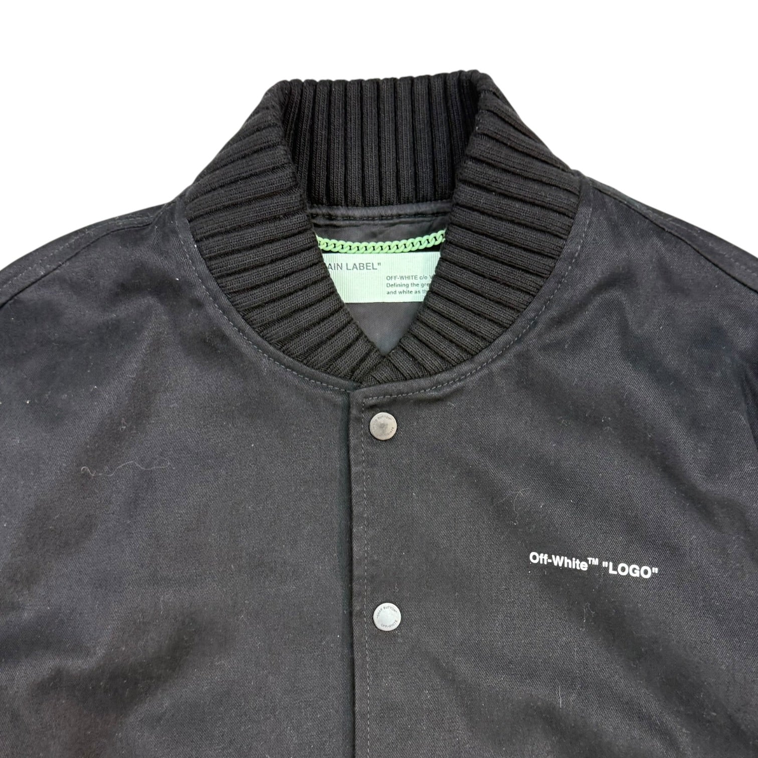 Off-White Black Diagonal Stripe Varsity Jacket