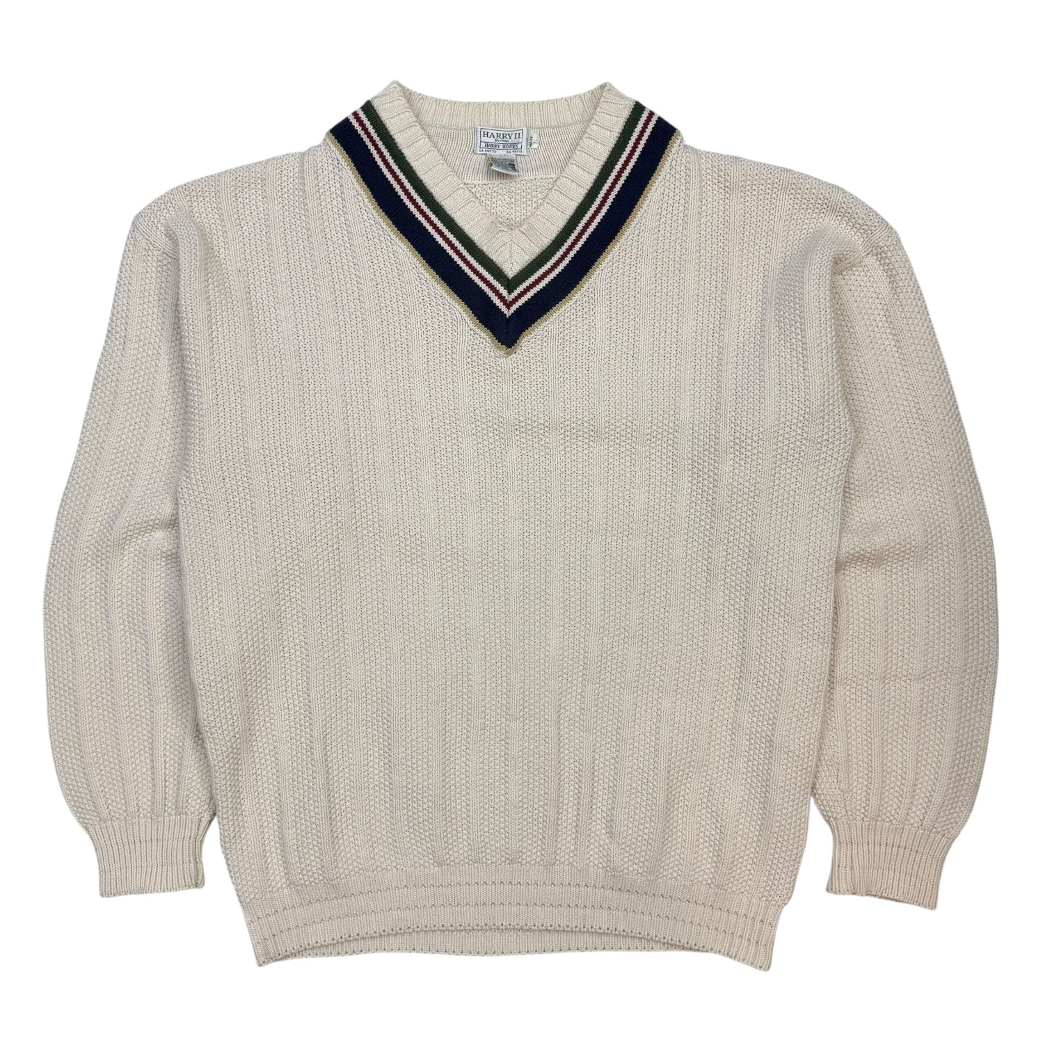 Vintage Harry Rosen V Neck Knit Sweater White/Multicolour