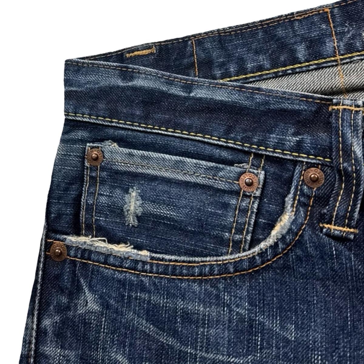 (W) Edwin Raw Denim Bottoms Faded Blue
