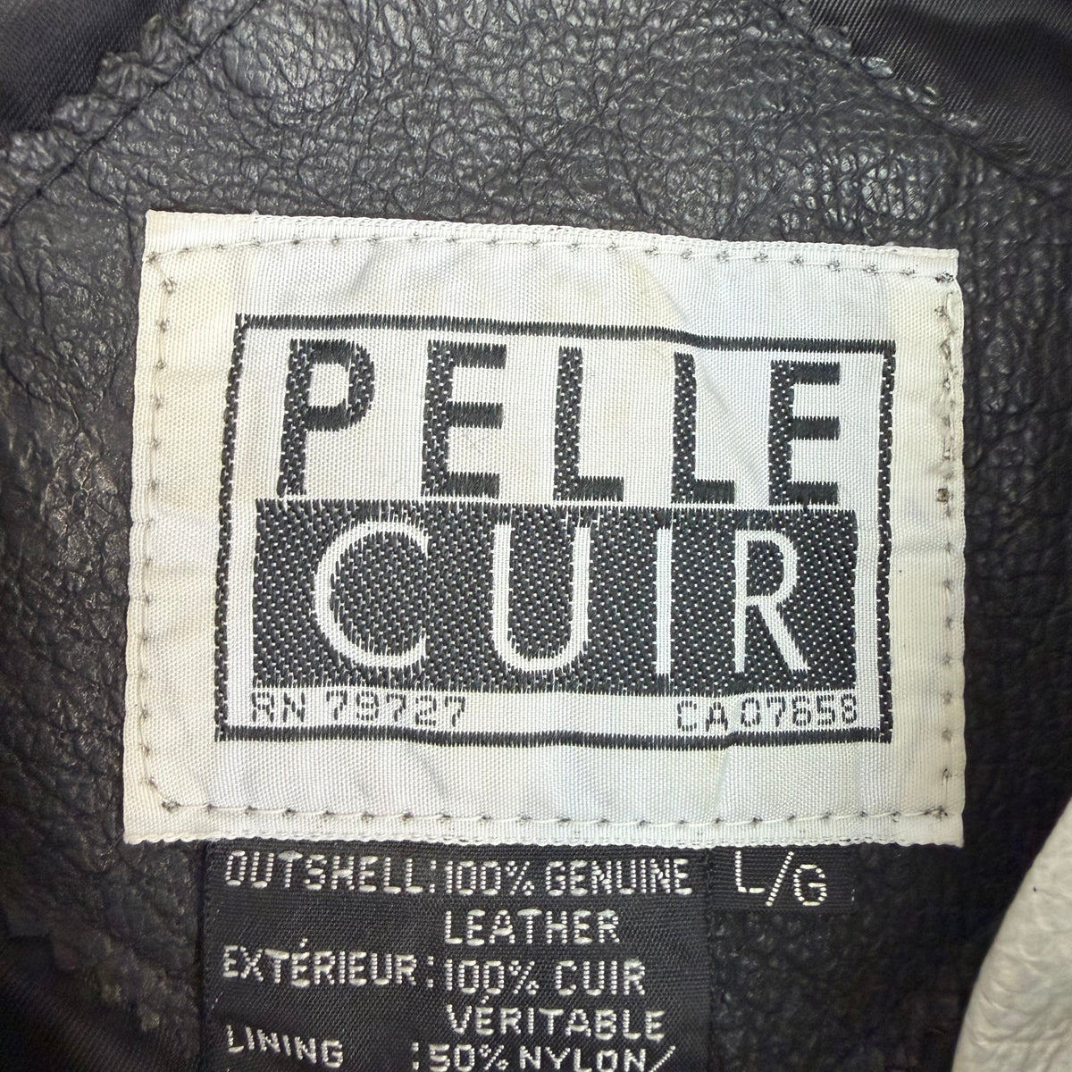 Vintage Pelle Cuir American Flag Leather Bomber Jacket Black