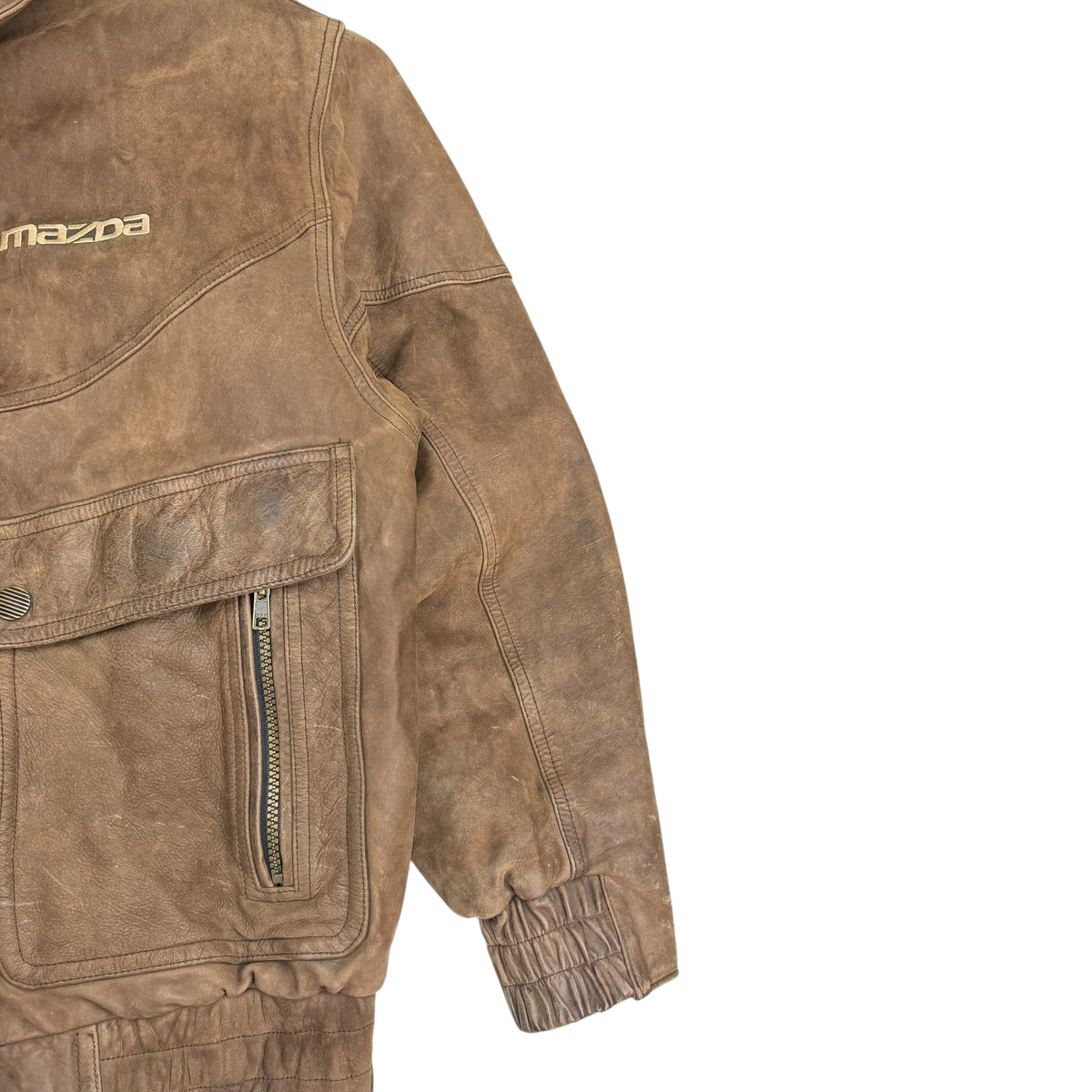 Vintage Mazda Boutique Suede Leather Jacket Brown