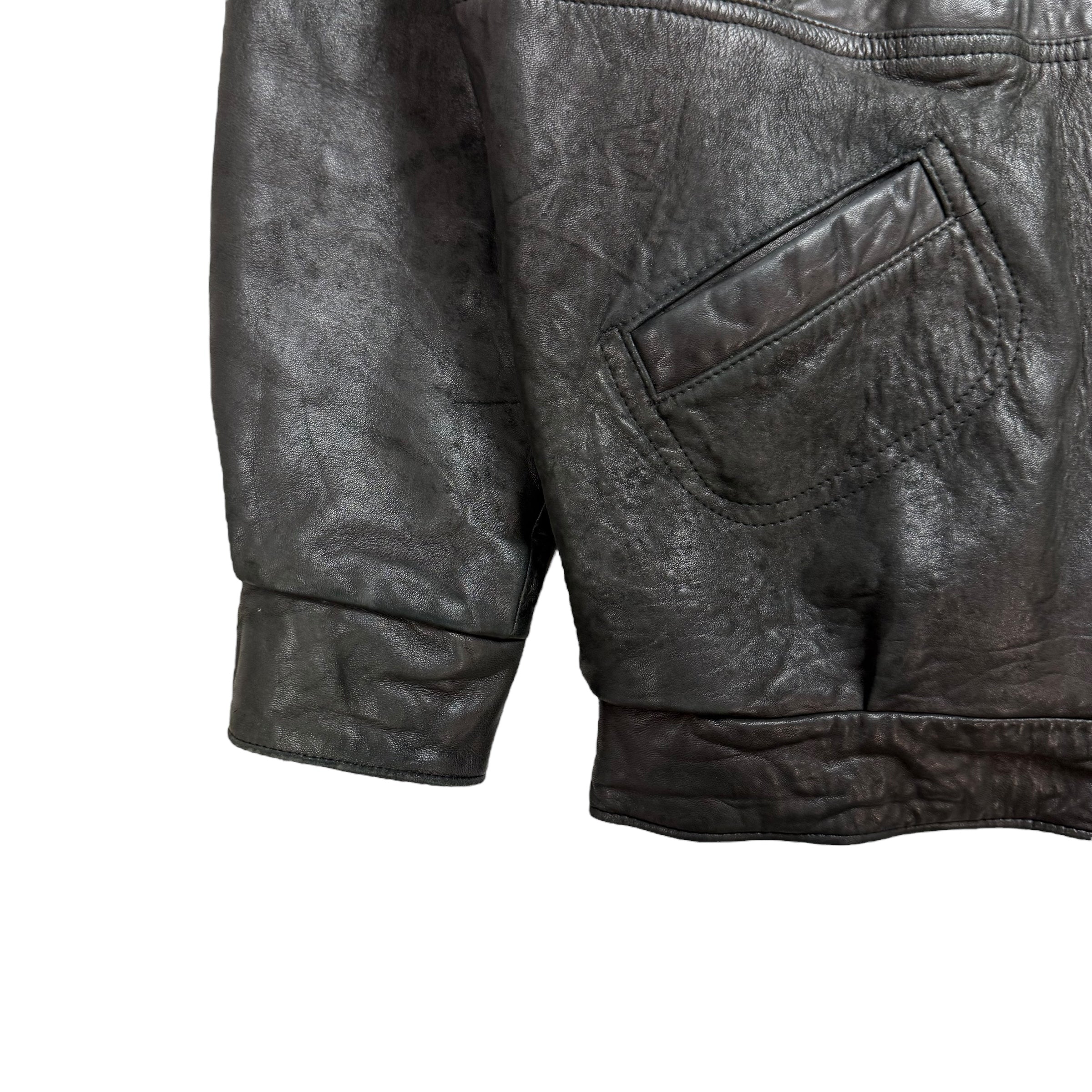 Vintage Leather Bomber Jacket Black