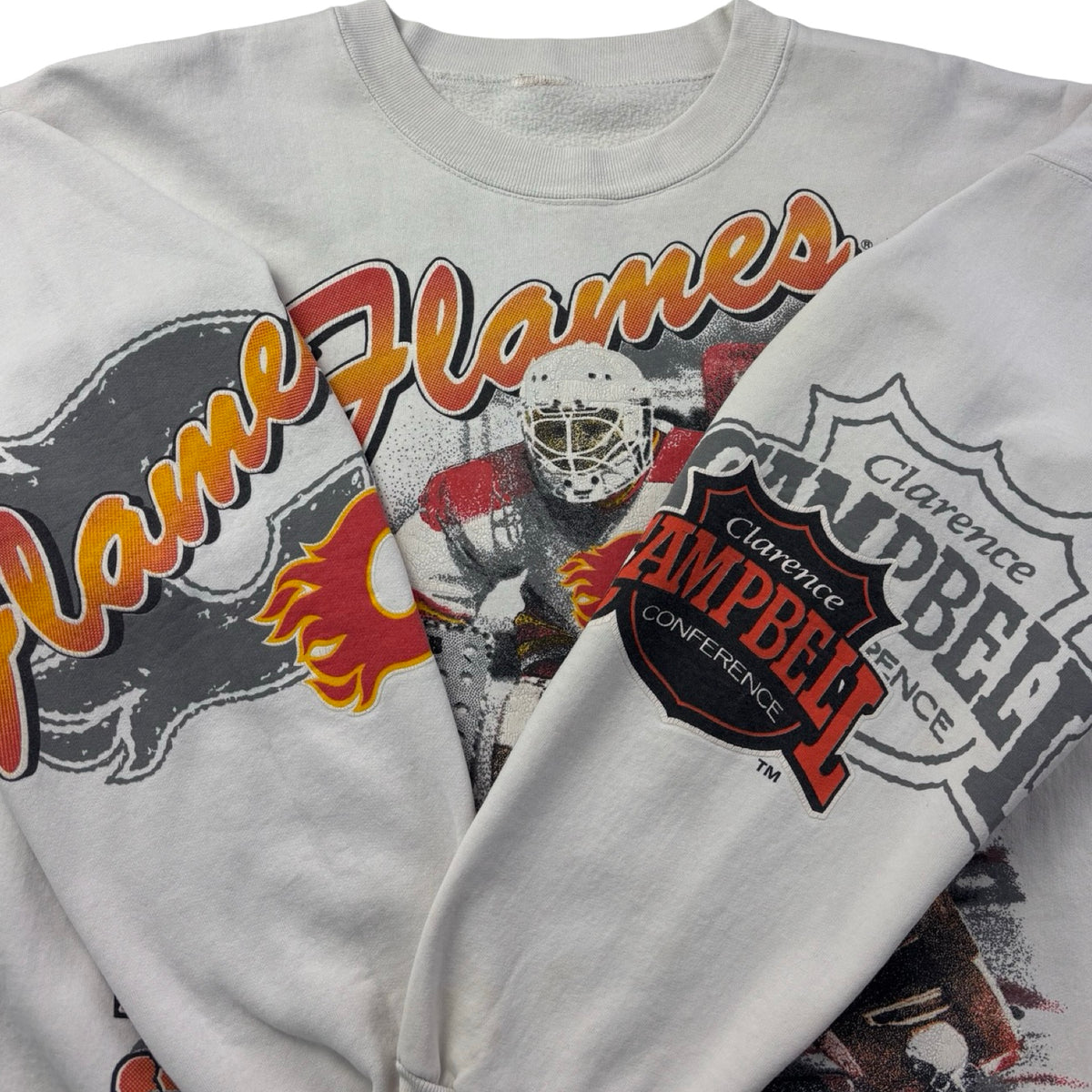 1991 Bulletin Athletic Calgary Flames Crewneck White