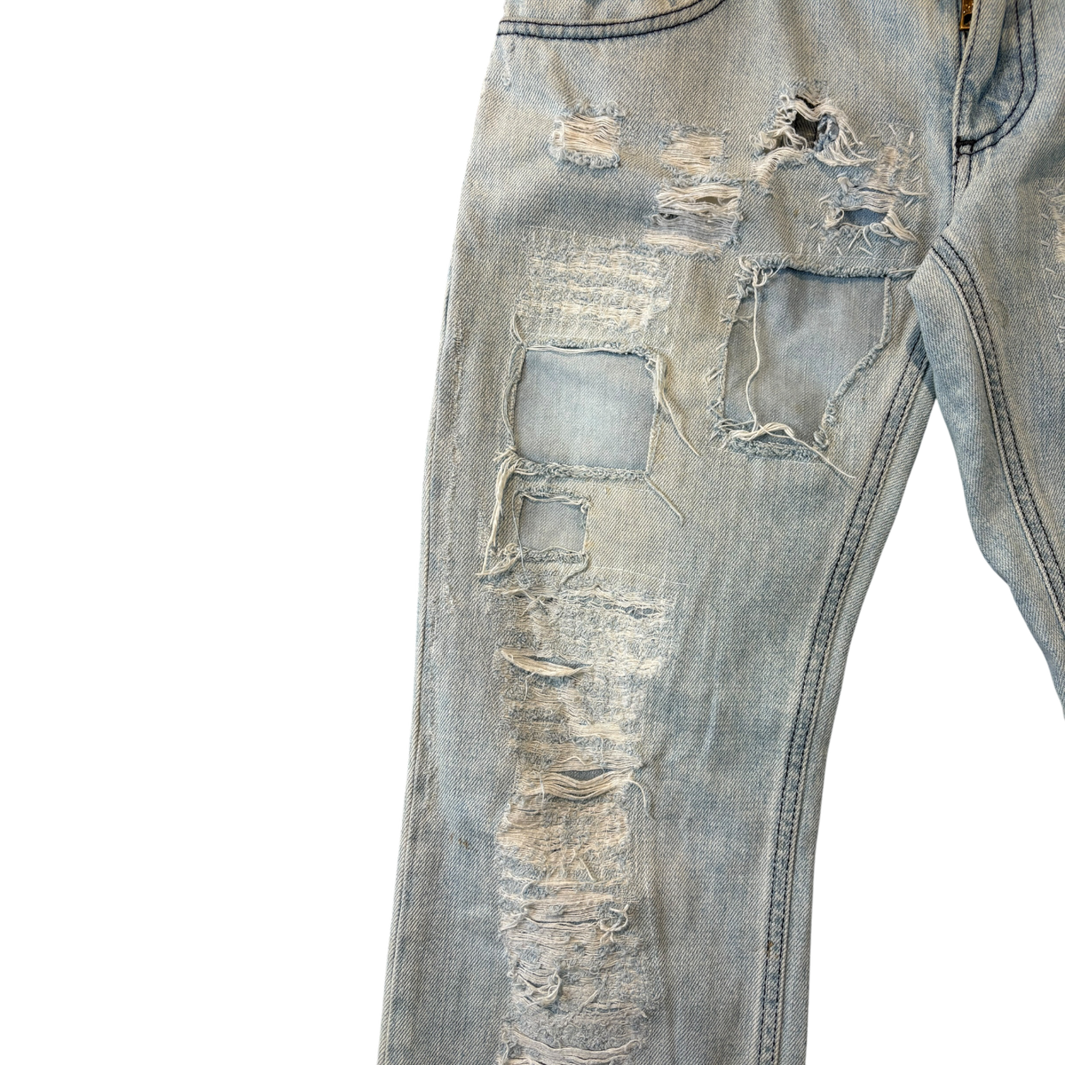 (W) Dolce & Gabbana Archival Y2K Ripped Distressed Jeans Blue