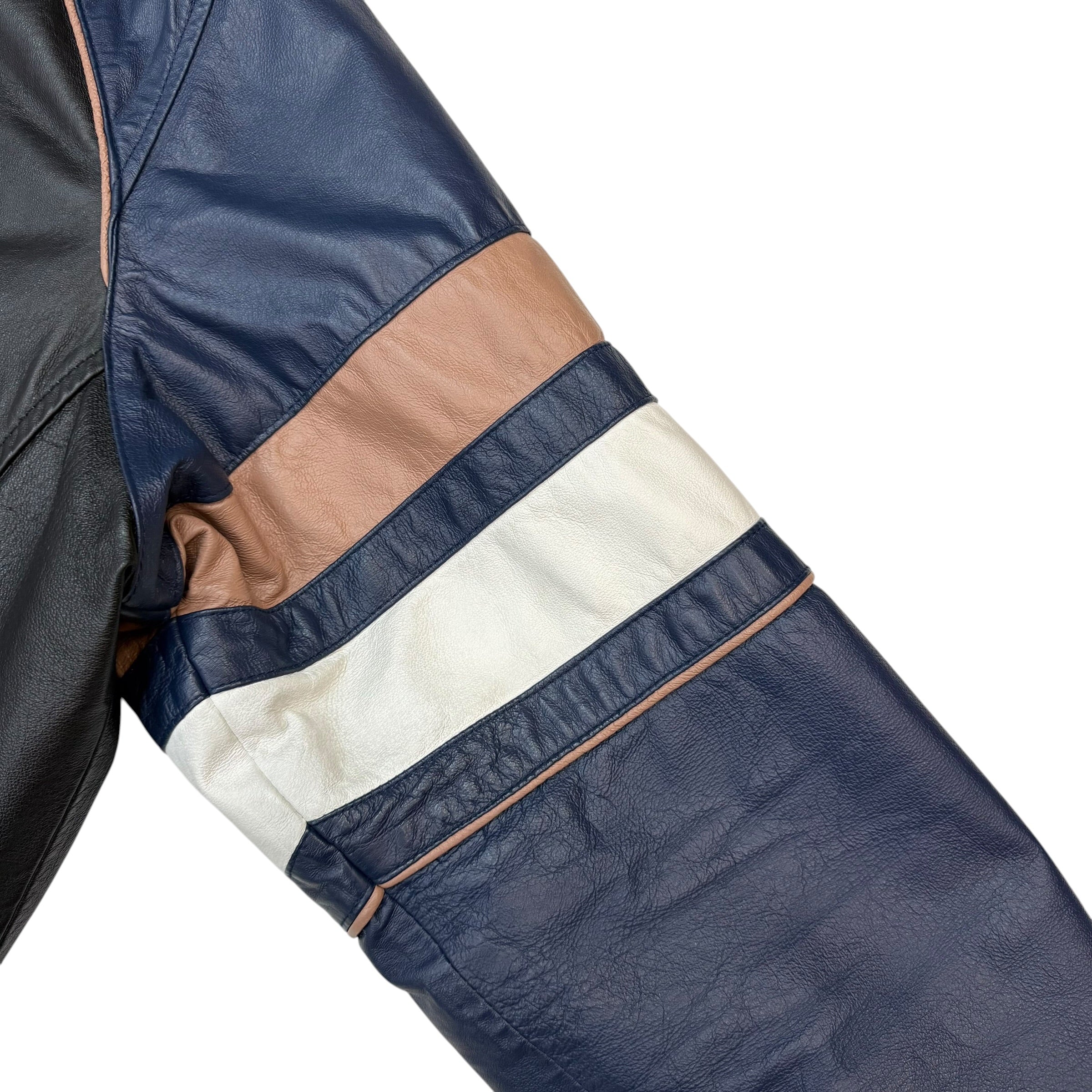 Vintage Edmonton Oilers Leather Jacket Black/Navy