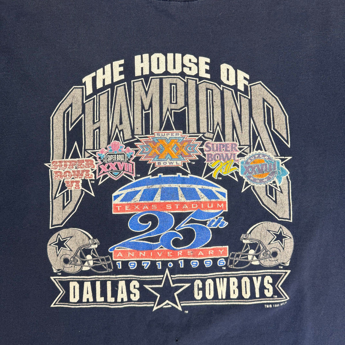 1996 Dallas Cowboys The House of Champions 25th Anniversary Tee Navy