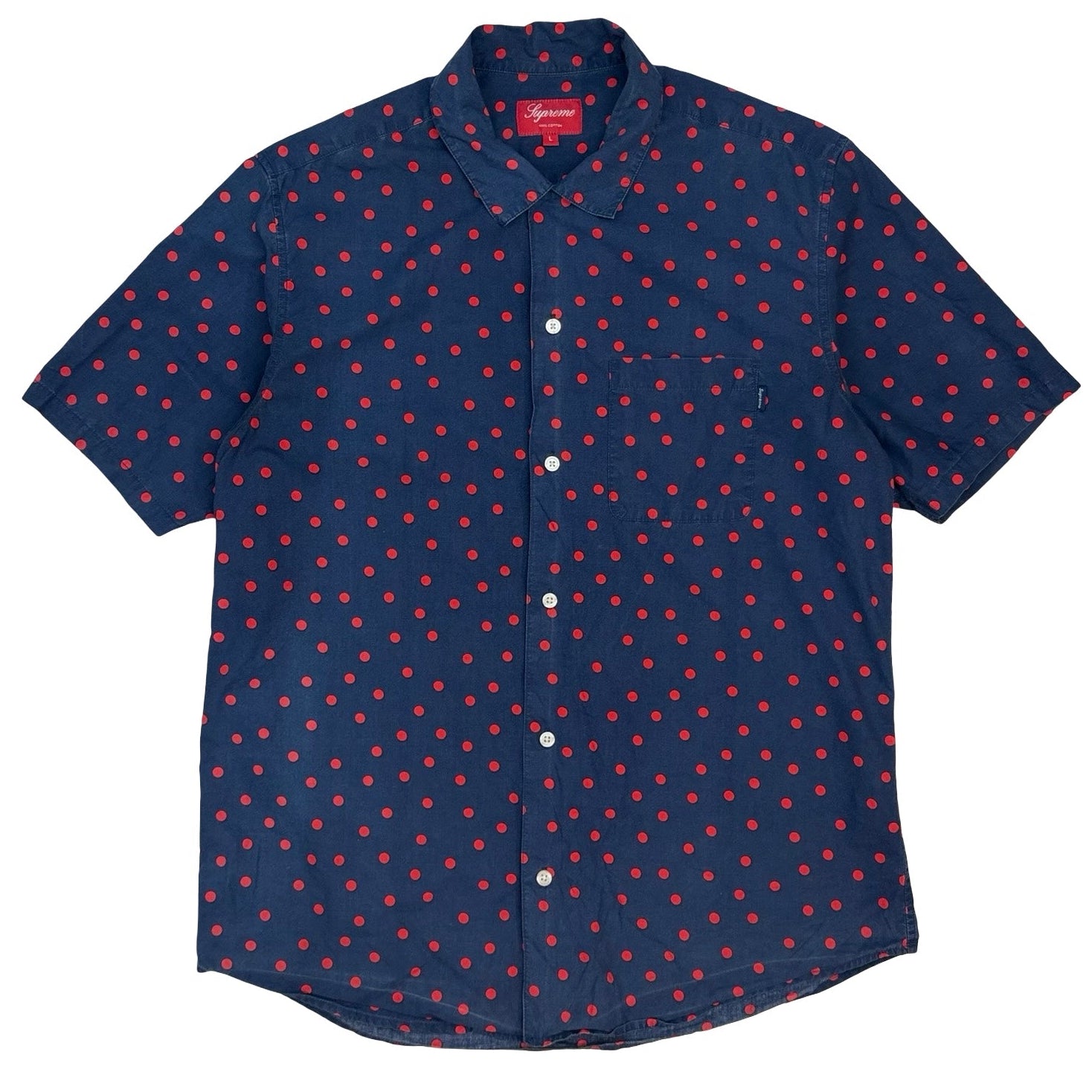 Supreme Polka Dot Button Up Navy/Red