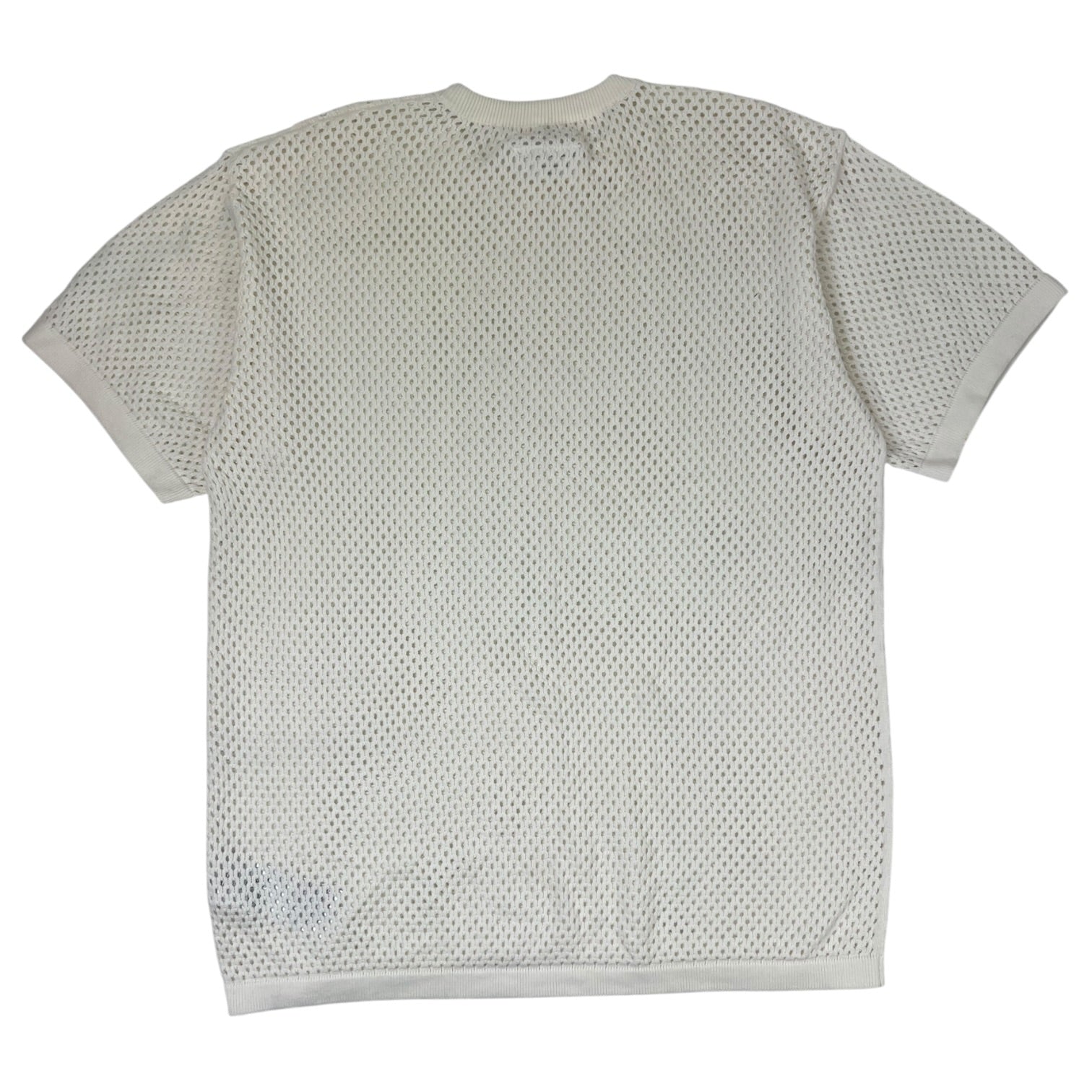 MM6 Maison Margiela Intarsia-Knit Cotton T-Shirt Cream