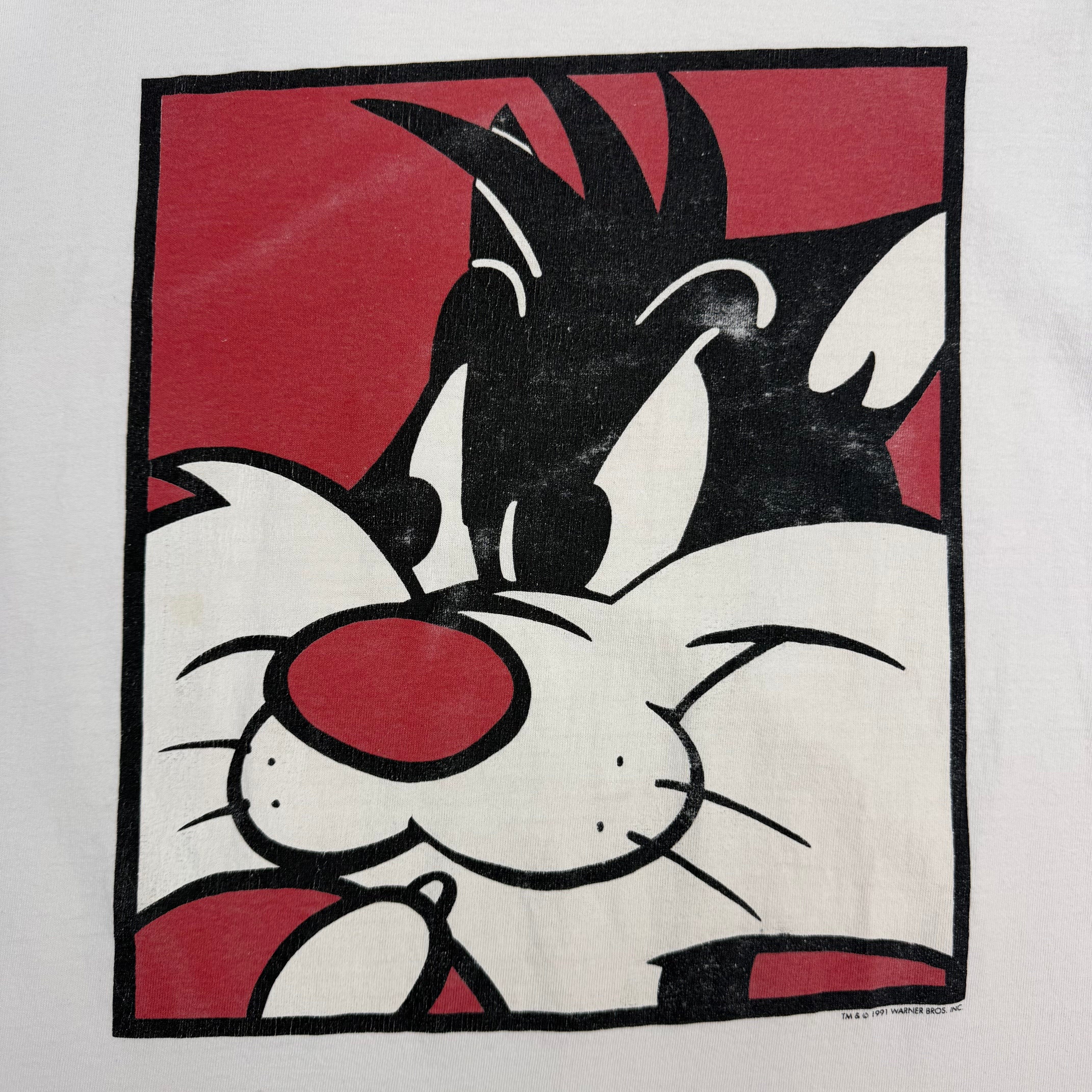 1991 Warner Bros Sylvester The Cat Tee White