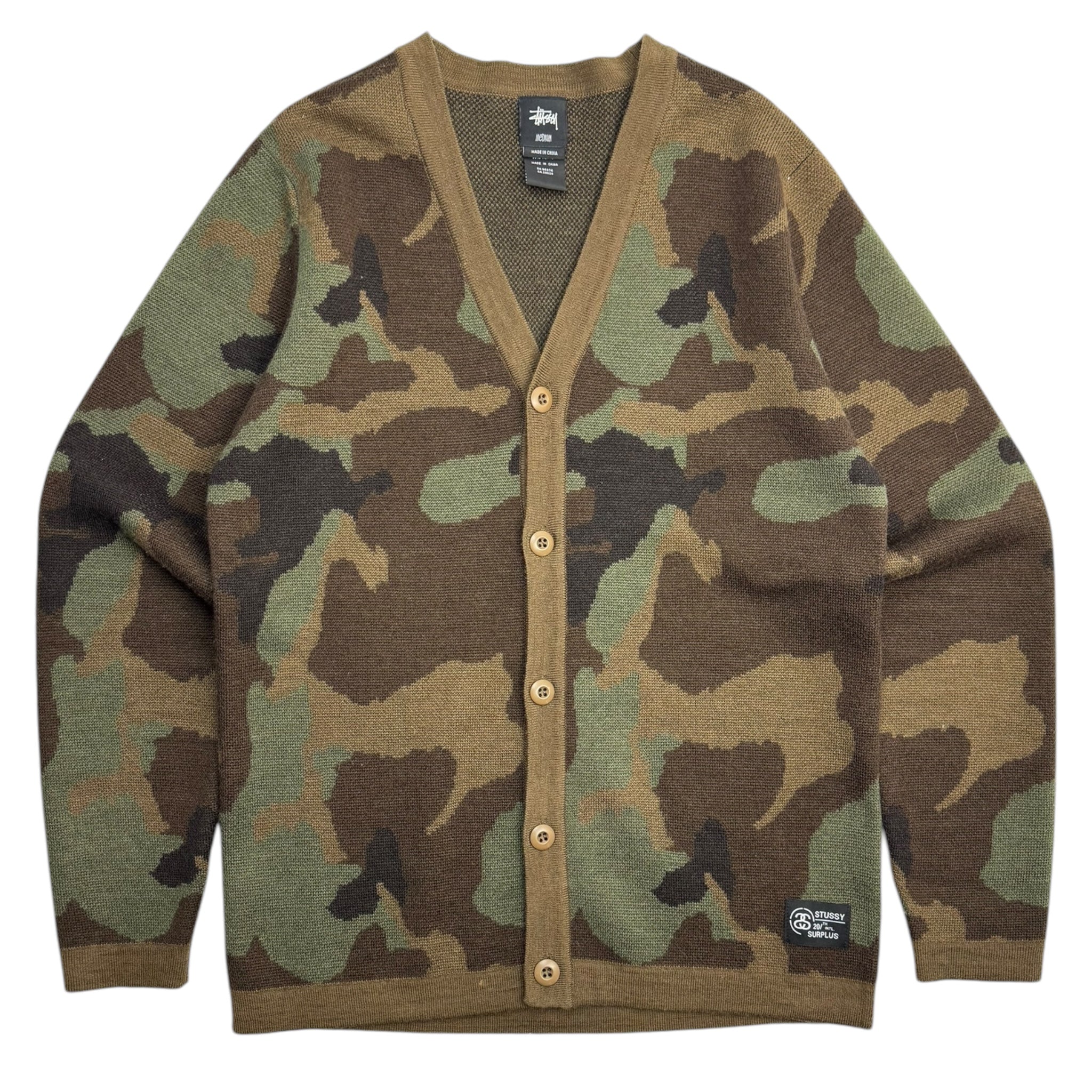 Stussy Y2K Button Up Cardigan Camoflage