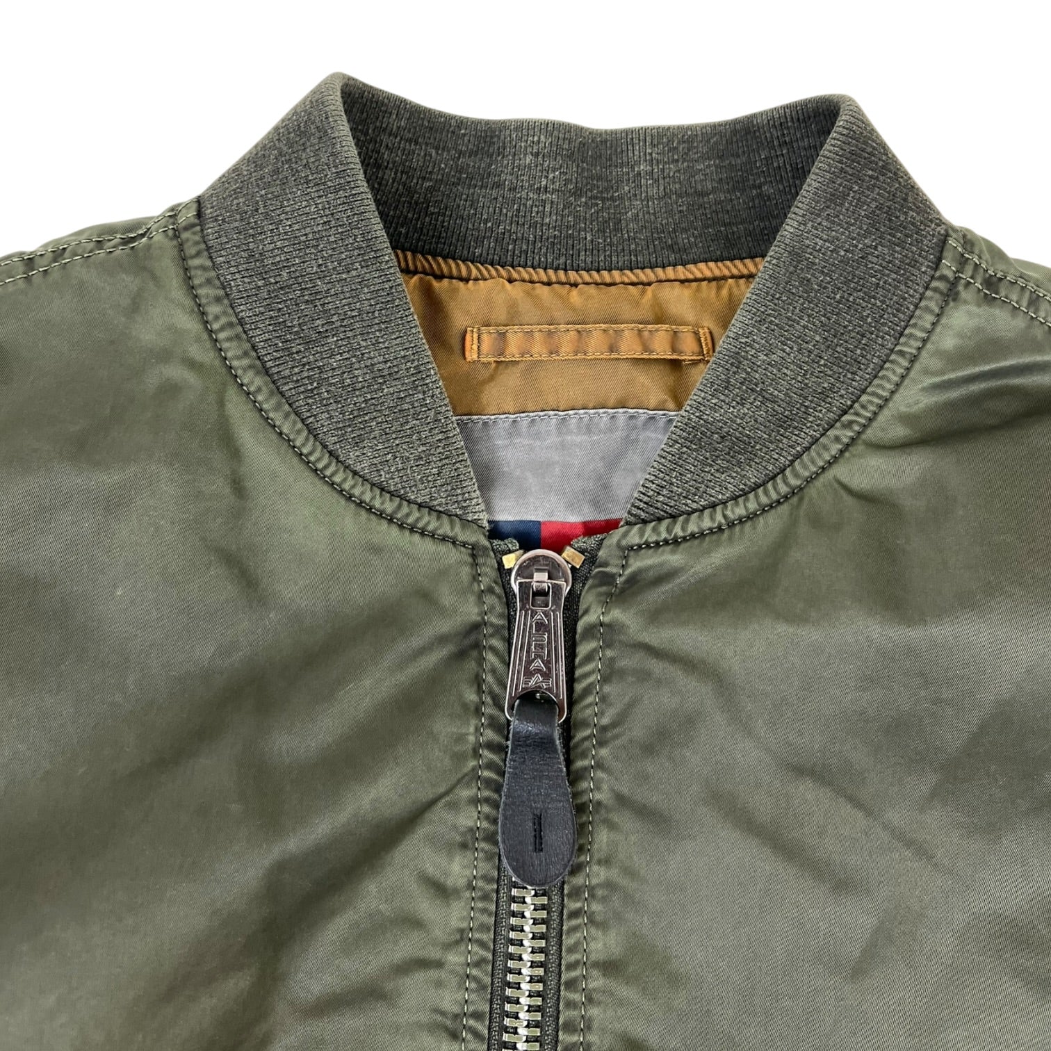 Alpha Industries MA-1 Flight Remove Before Flight Pull Tab Jacket Army Green