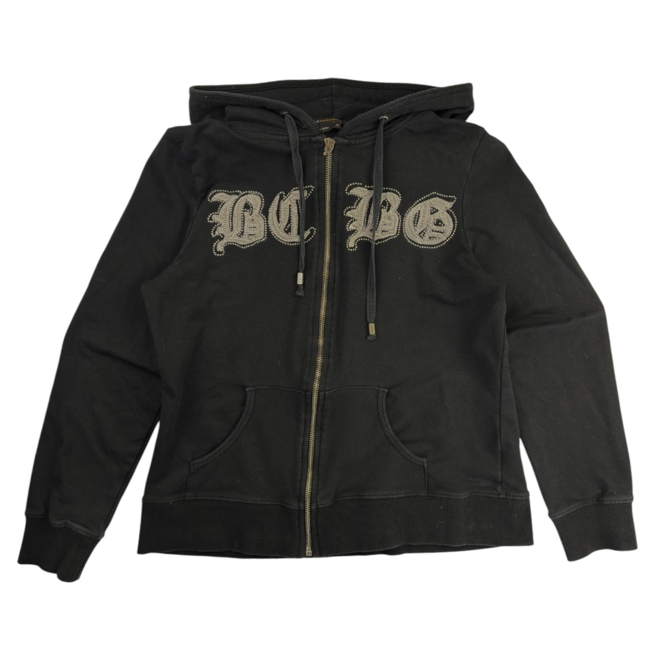 (W) BCBG Rhinestone Zip Up Hoodie Black
