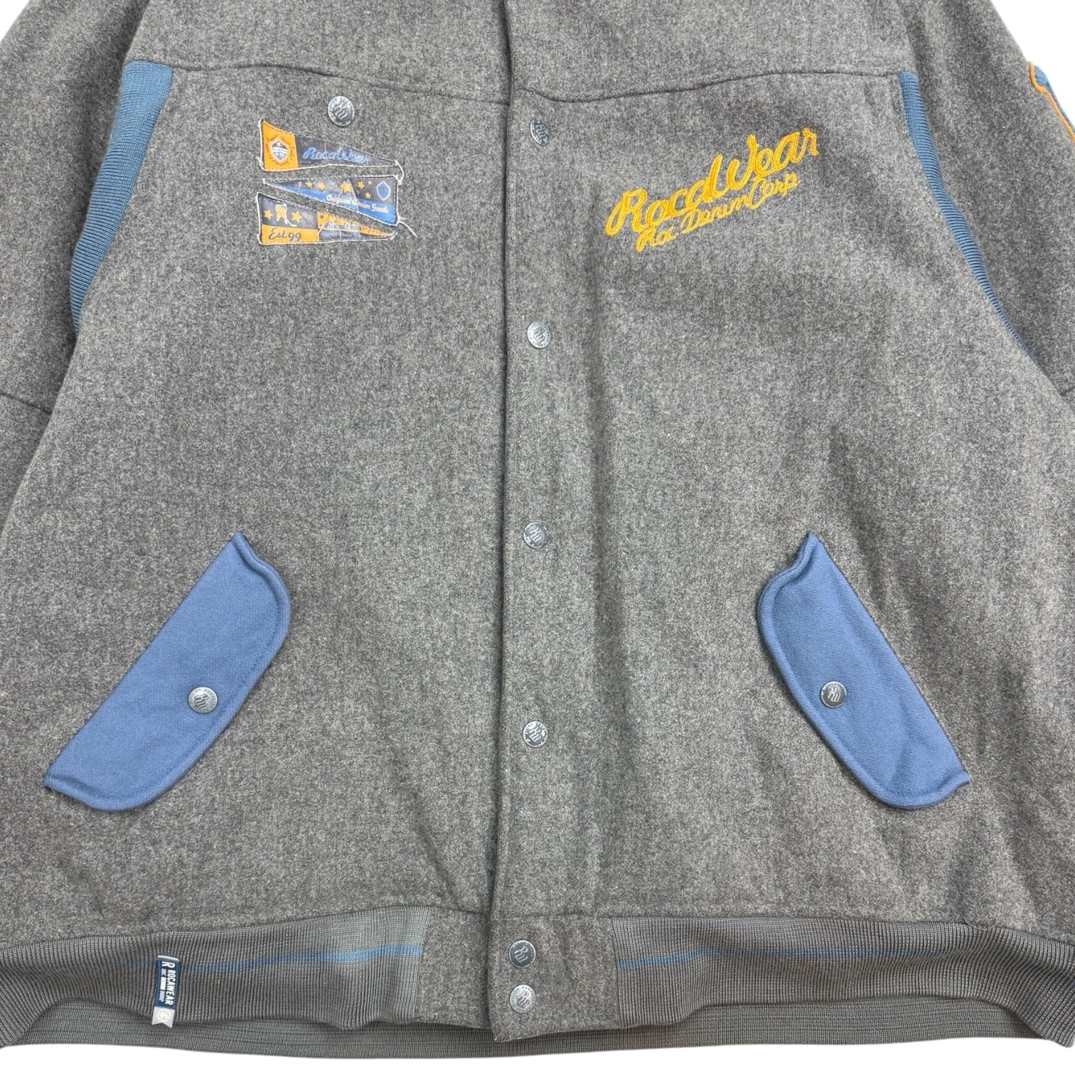 Vintage Y2K Rocawear Wool Varsity Jacket Grey/Blue