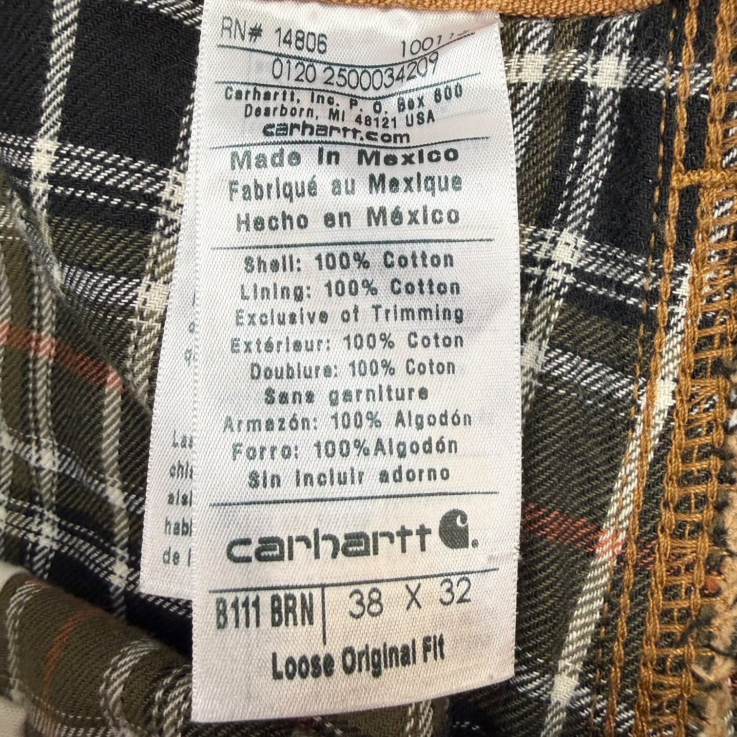Vintage Carhartt Dungaree Blanket Lined Pants Tan