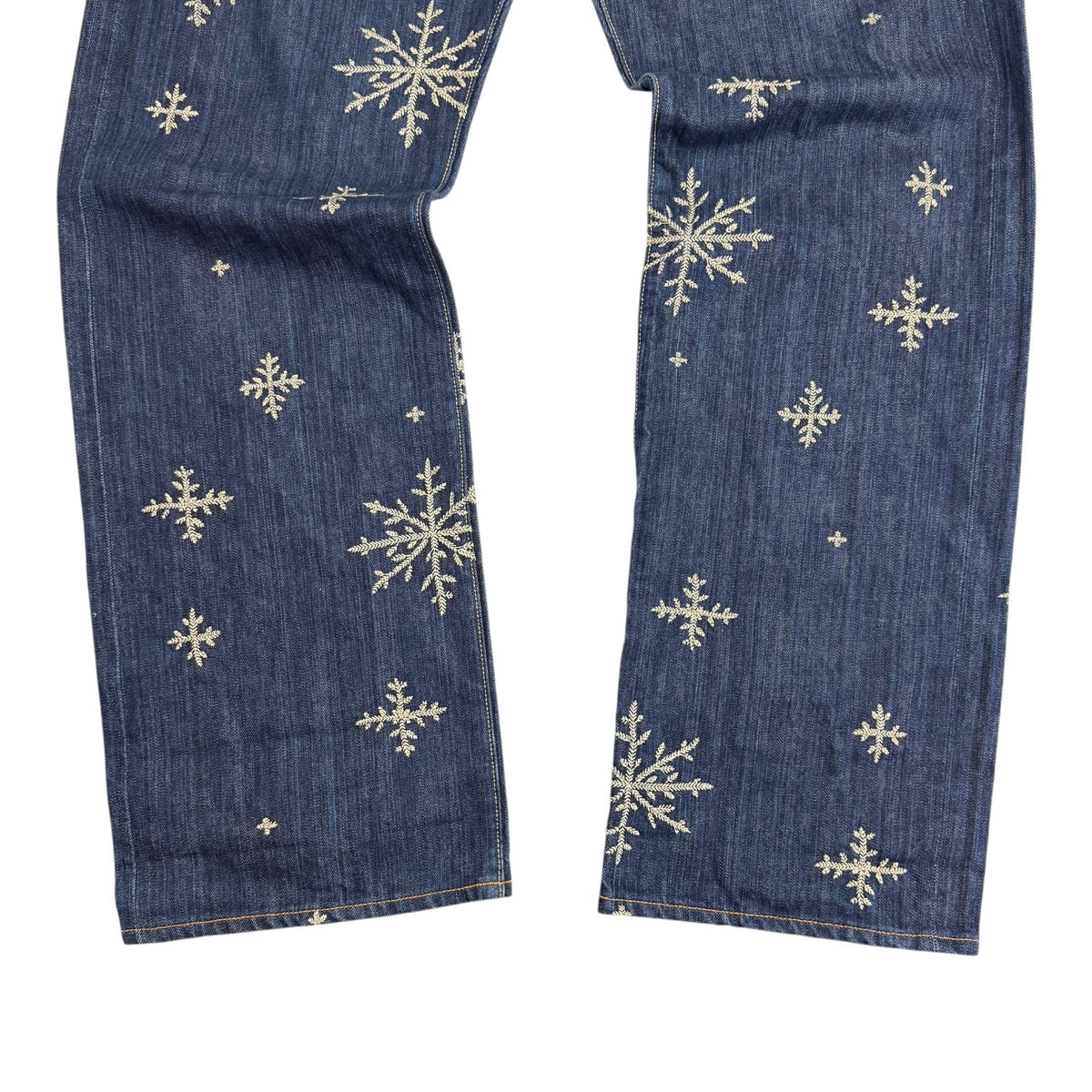 Kapital 14oz Denim Snow Pattern Embroidery 5P TH Straight Jeans Dark Indigo