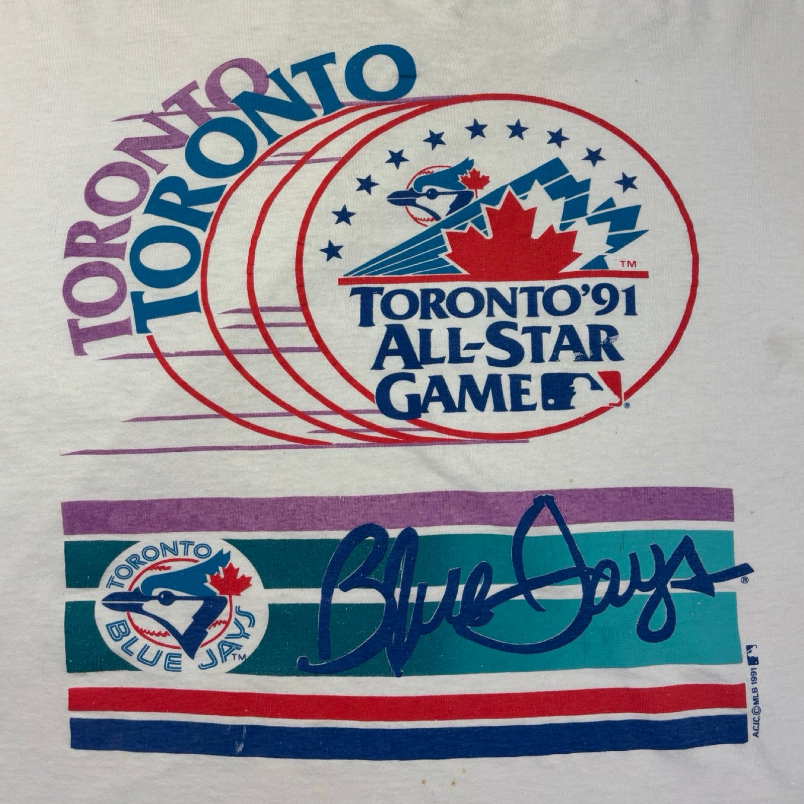 1991 MLB Toronto Blue Jays All-Star Game T-Shirt White