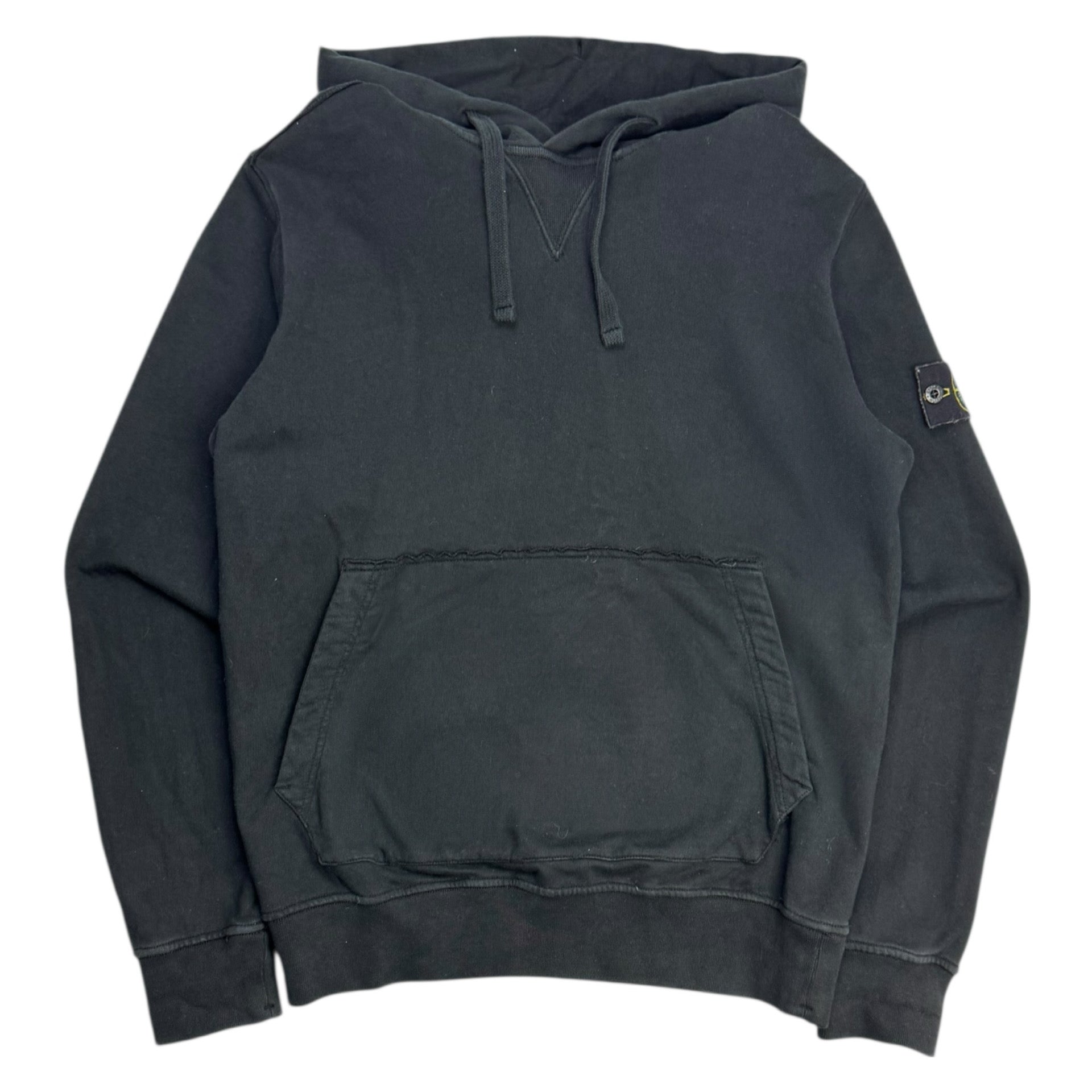 Stone Island Logo Patch Drawstring Hoodie Black